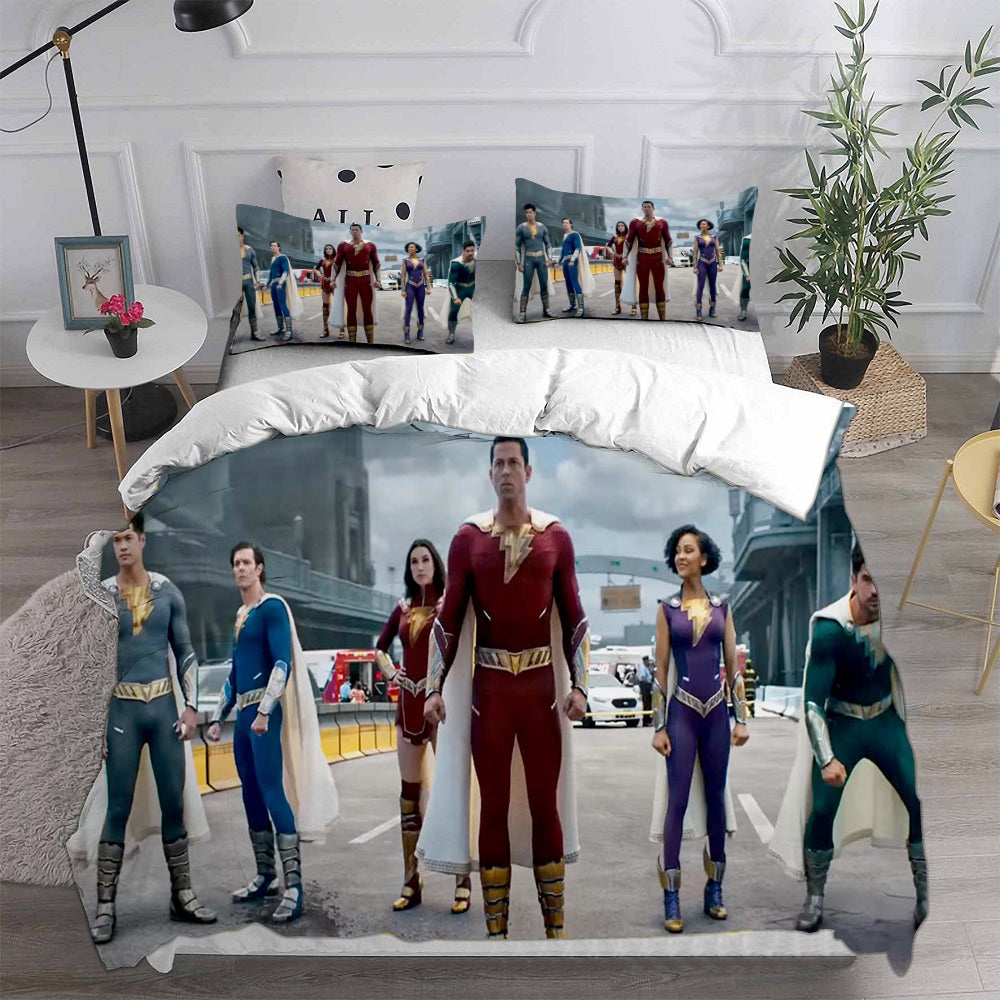 Shazam Fury of the Gods Bedding Sets Duvet Cover, Flatsheet, Pillowcases Perfect Gift For Fans