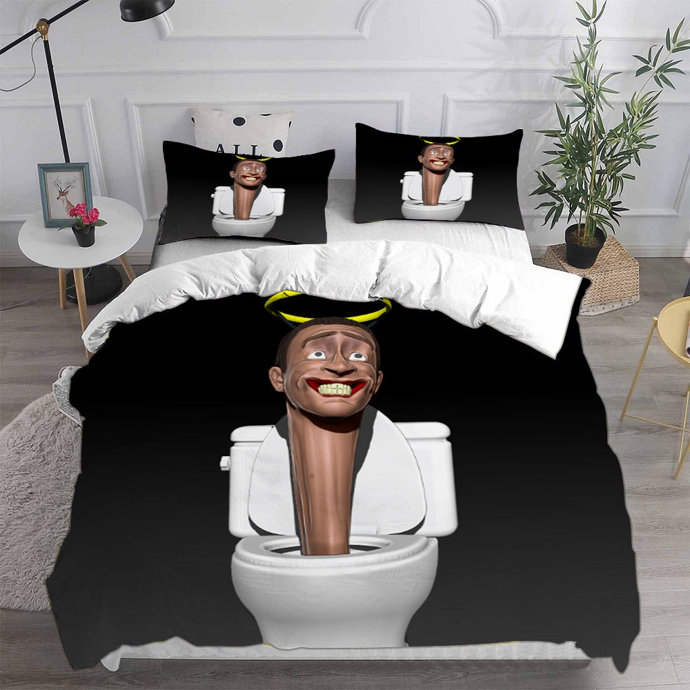 Skibidi Toilet Bedding Sets Duvet Cover, Flatsheet, Pillowcase For Your Lover