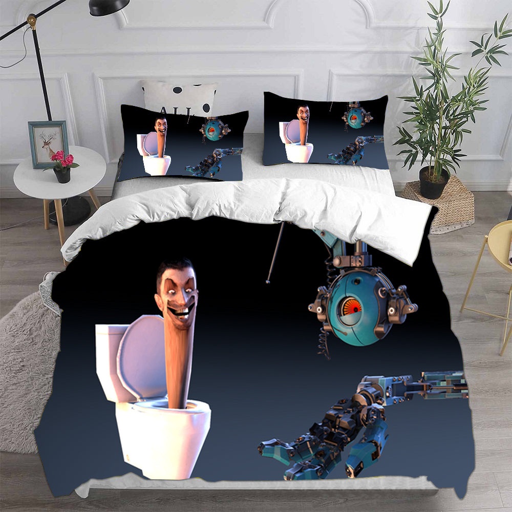 Skibidi Toilet Bedding Sets Gift For Wife, Husband, Besties