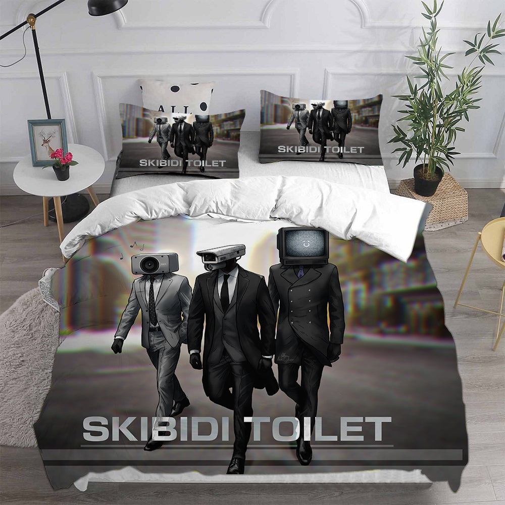 Skibidi Toilet Bedding Sets Gift For Halloween, Thanksgiving, Christmas