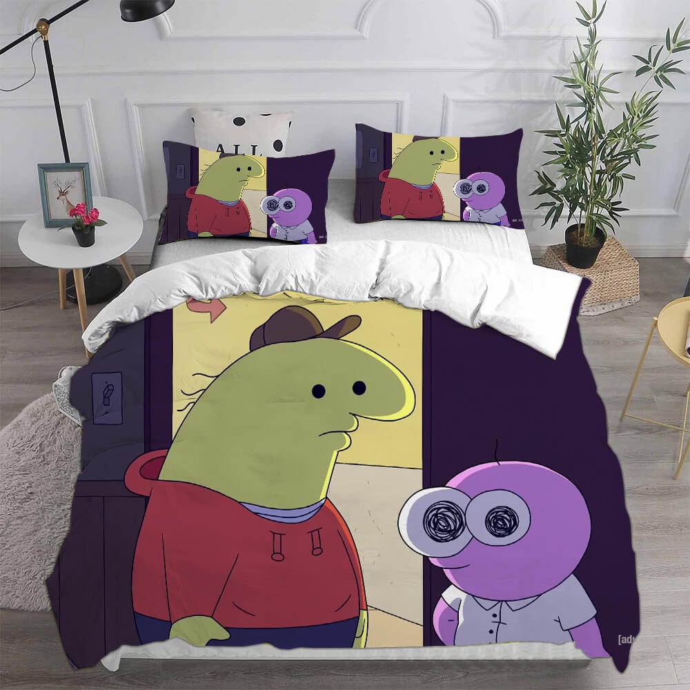 Smiling Friends Bedding Sets Gift For Birthday, Halloween, Christmas, Thanksgiving