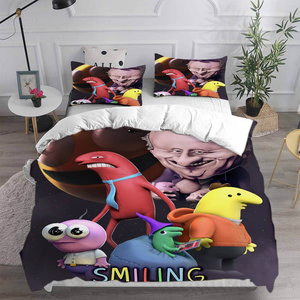 Smiling Friends Bedding Sets Gift For Halloween, Thanksgiving, Christmas