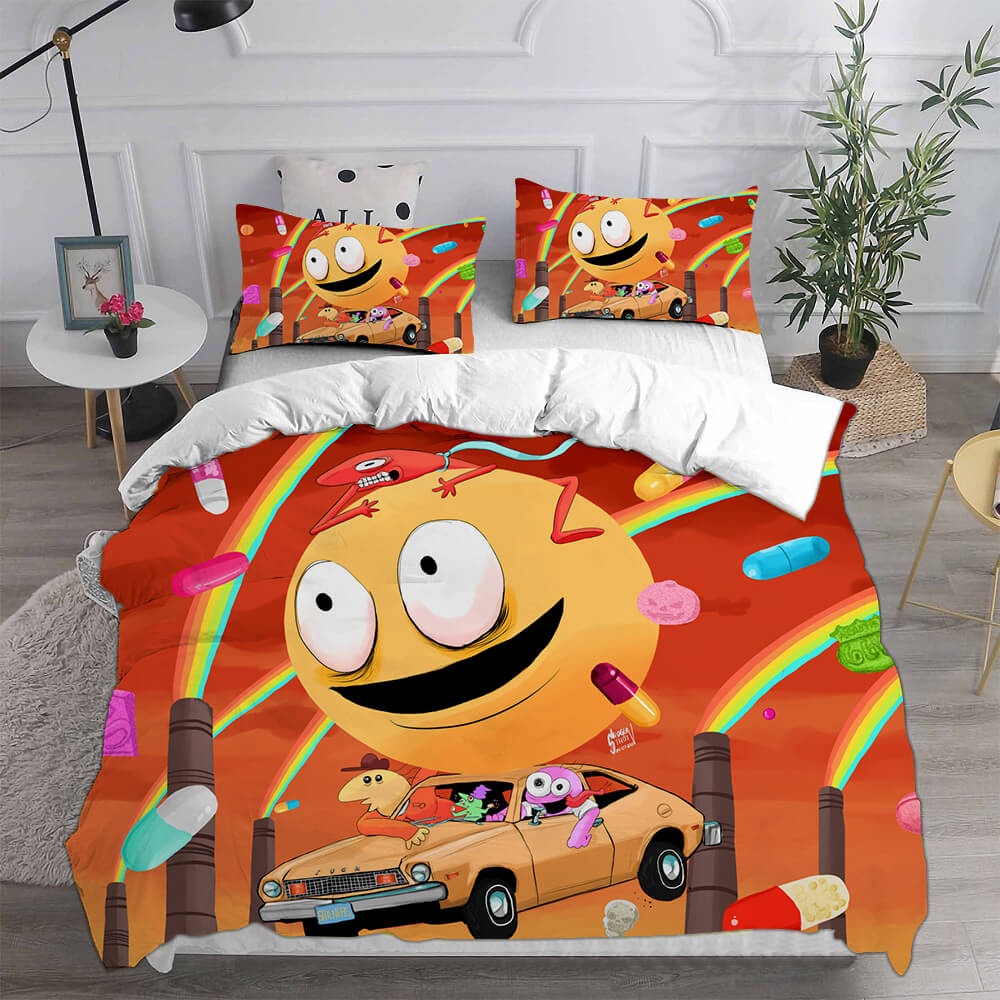 Smiling Friends Decorative Bedding Sets For Fan, Halloween, Christmas, Thanksgiving