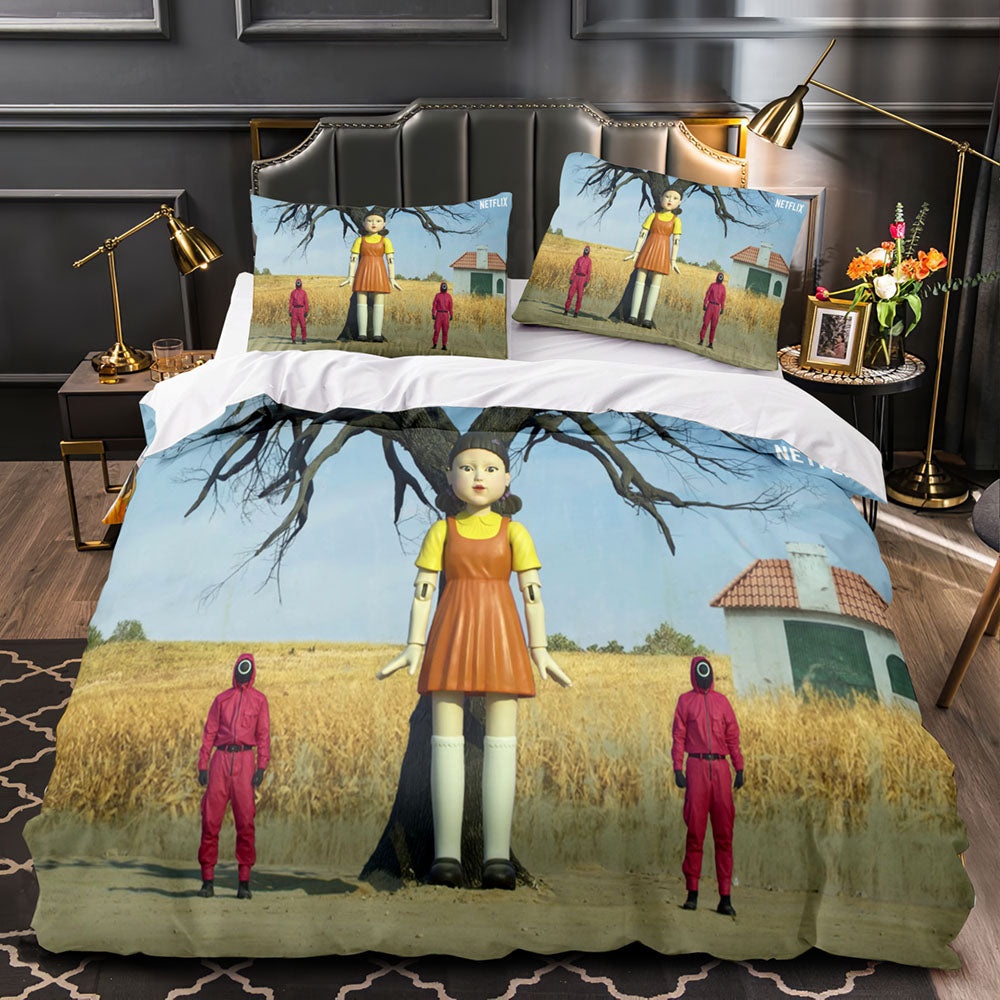 Squid Game Bedding Sets Gift For Christmas, Thanksgiving, Halloween