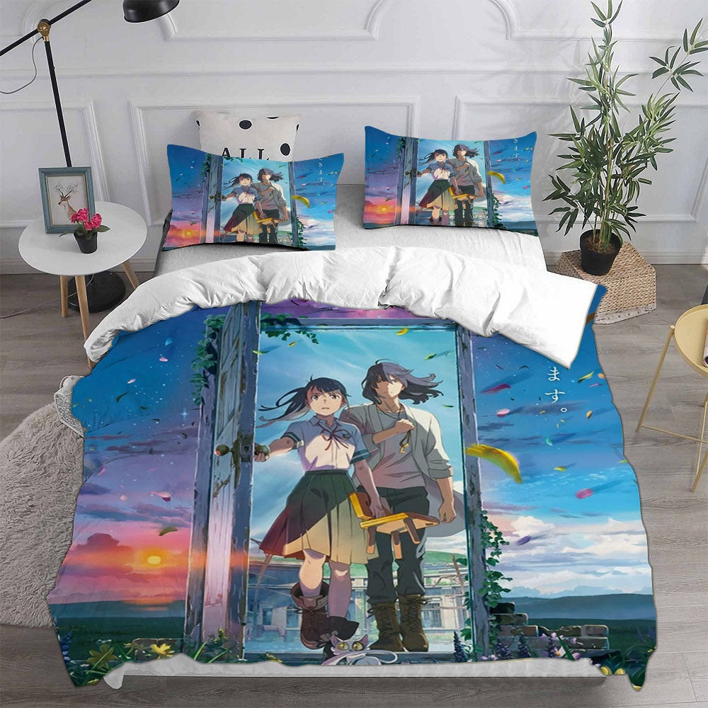 Suzume no Tojimari Bedding Sets Gift For Halloween, Thanksgiving, Christmas