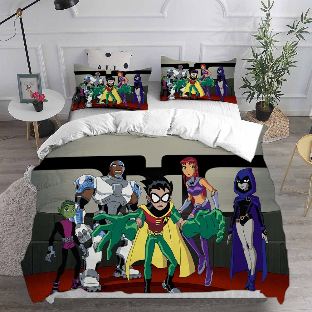 Teen Titans Go Bedding Sets Gift For Christmas, Thanksgiving, Halloween