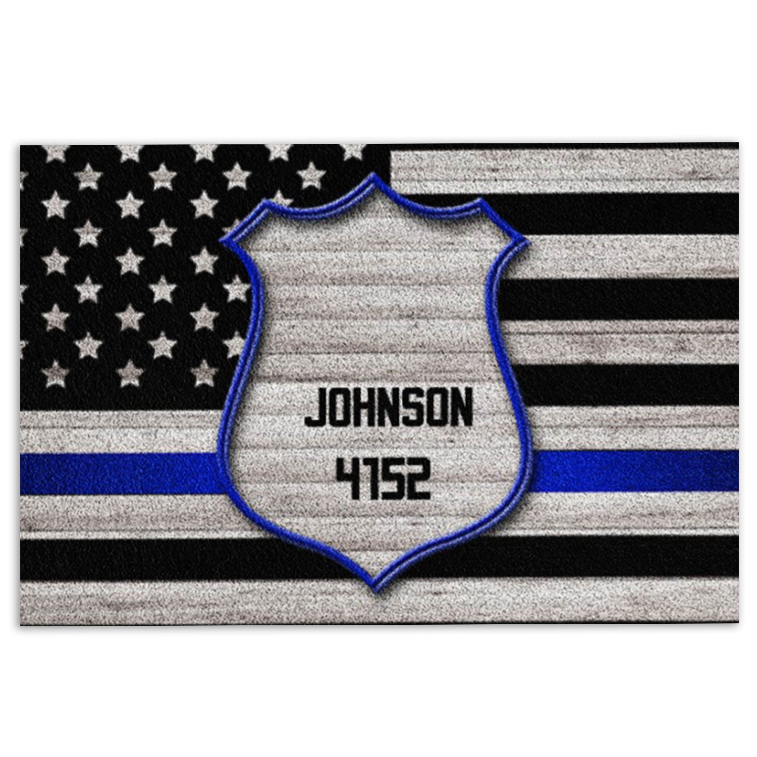 Police Rubber Doormat, Police American Flag Back The Blue Welcome Doormat, Custom Name Indoor Outdoor Door Mat, Home Decor