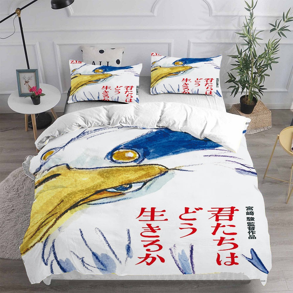 The Boy and the Heron Bedding Sets Gift For Christmas, Birthday, Thanksgiving