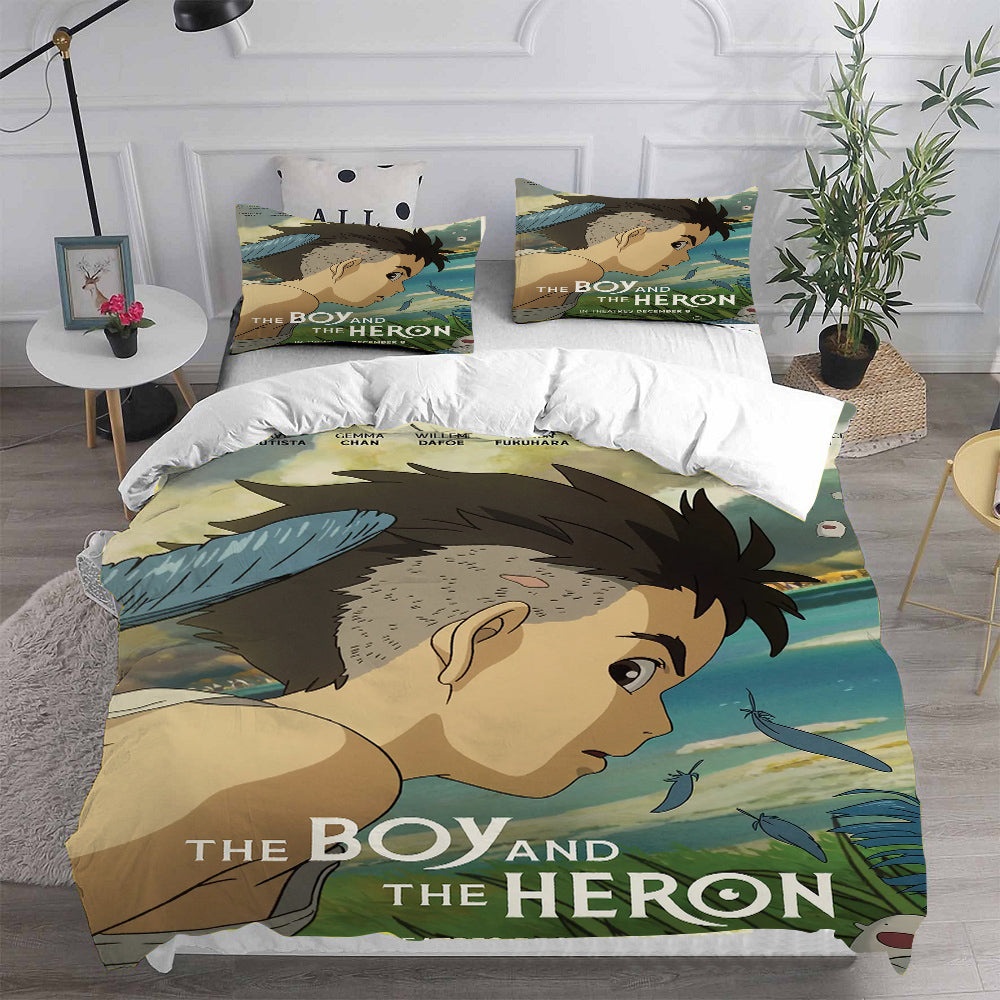 The Boy and the Heron Decorative Bedding Sets For Fan, Halloween, Christmas, Thanksgiving