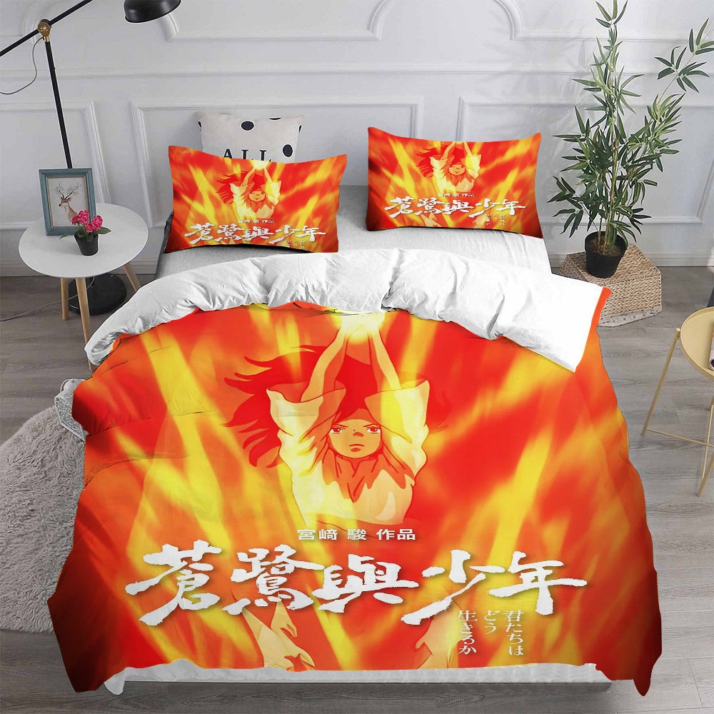 The Boy and the Heron Bedding Sets Gift For Christmas, Thanksgiving, Halloween
