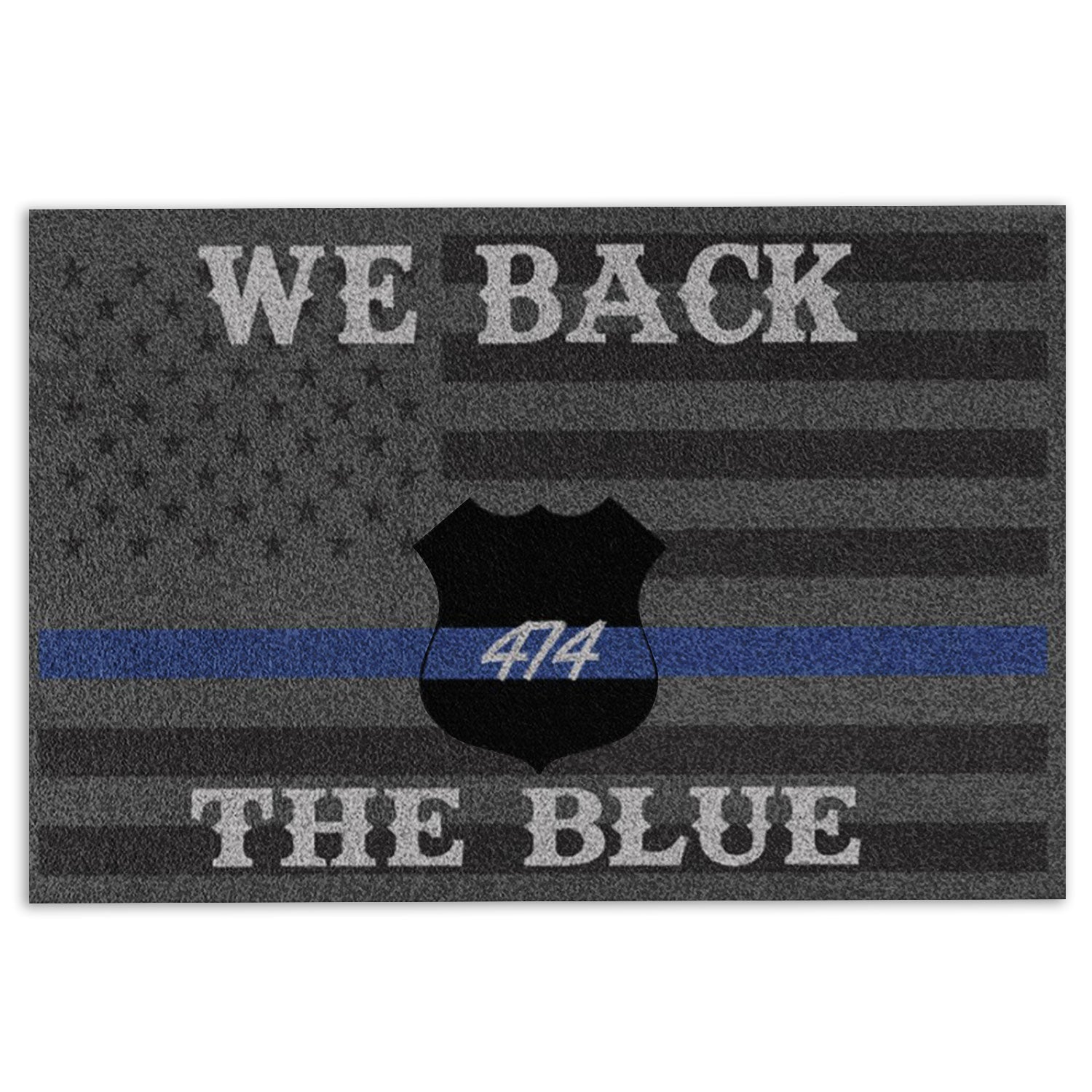 Police Rubber Doormat, Police We Back The Blue American Flag Welcome Doormat, Custom Name Indoor Outdoor Door Mat, Home Decor