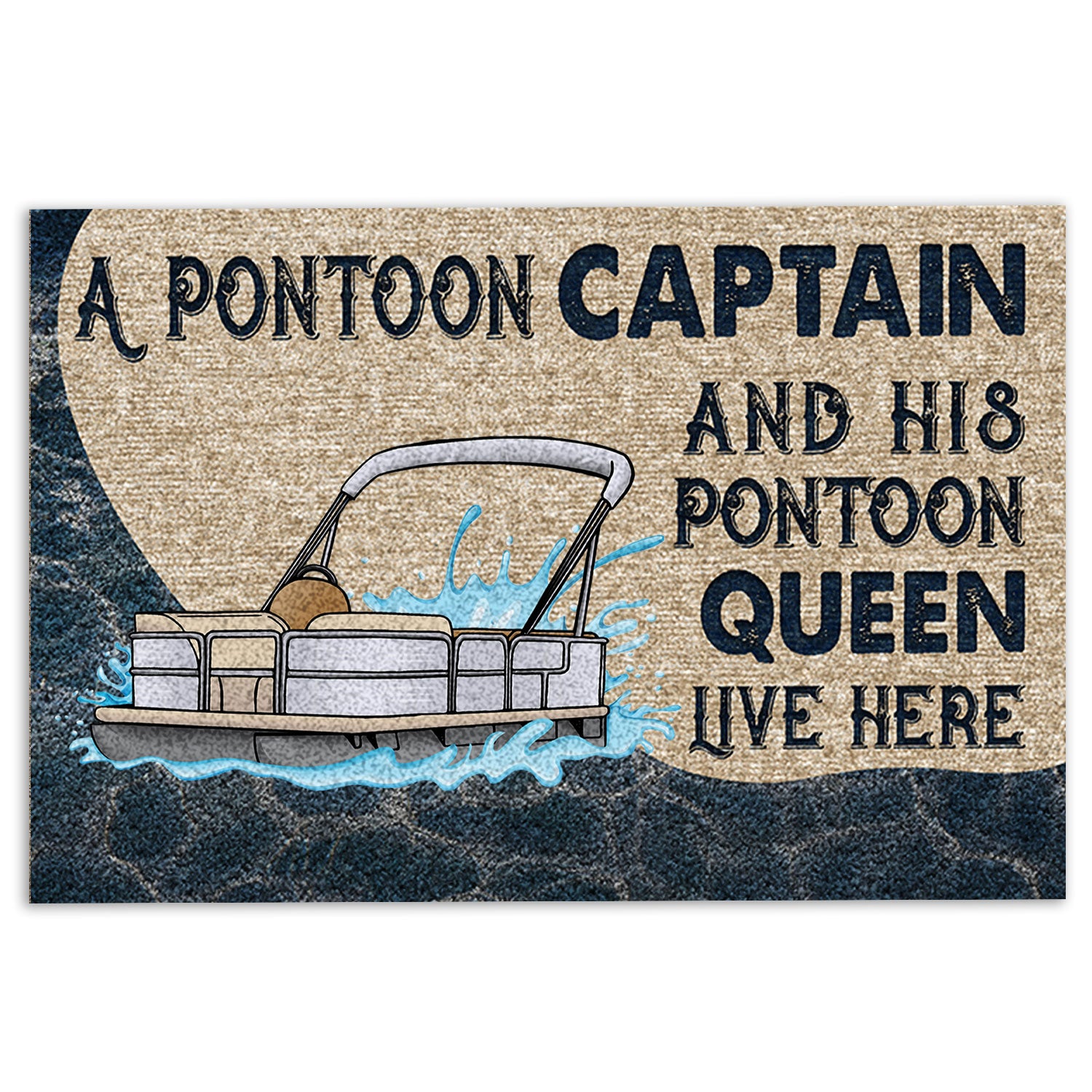 Pontoon Rubber Doormat, A Pontoon Captain And His Pontoon Queen Live Here For Couple Welcome Doormat, Indoor Outdoor Door Mat, Home Decor