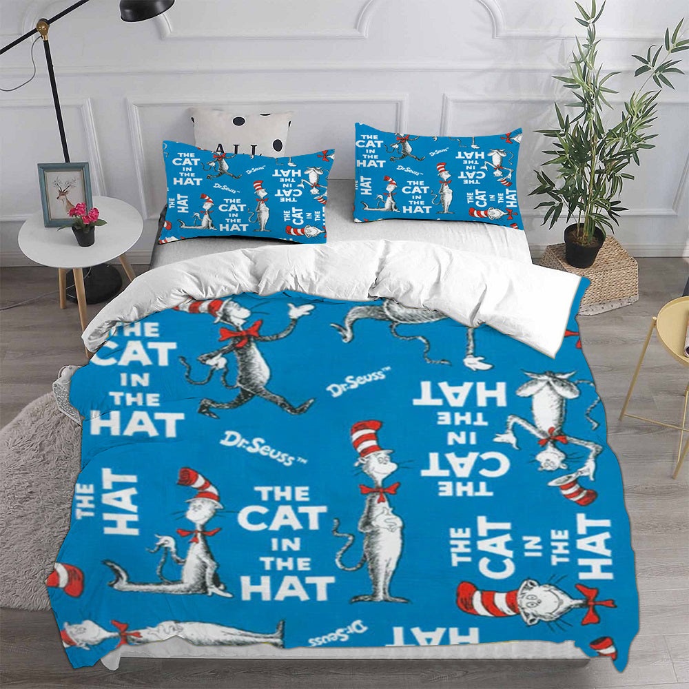 The Cat in the Hat Bedding Sets Gift For Christmas, Halloween, Black Friday