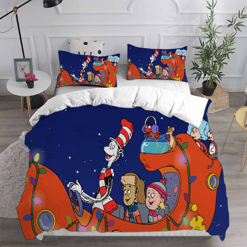 The Cat in the Hat Bedding Sets Duvet Cover, Flatsheet, Pillowcases Perfect Gift For Fans