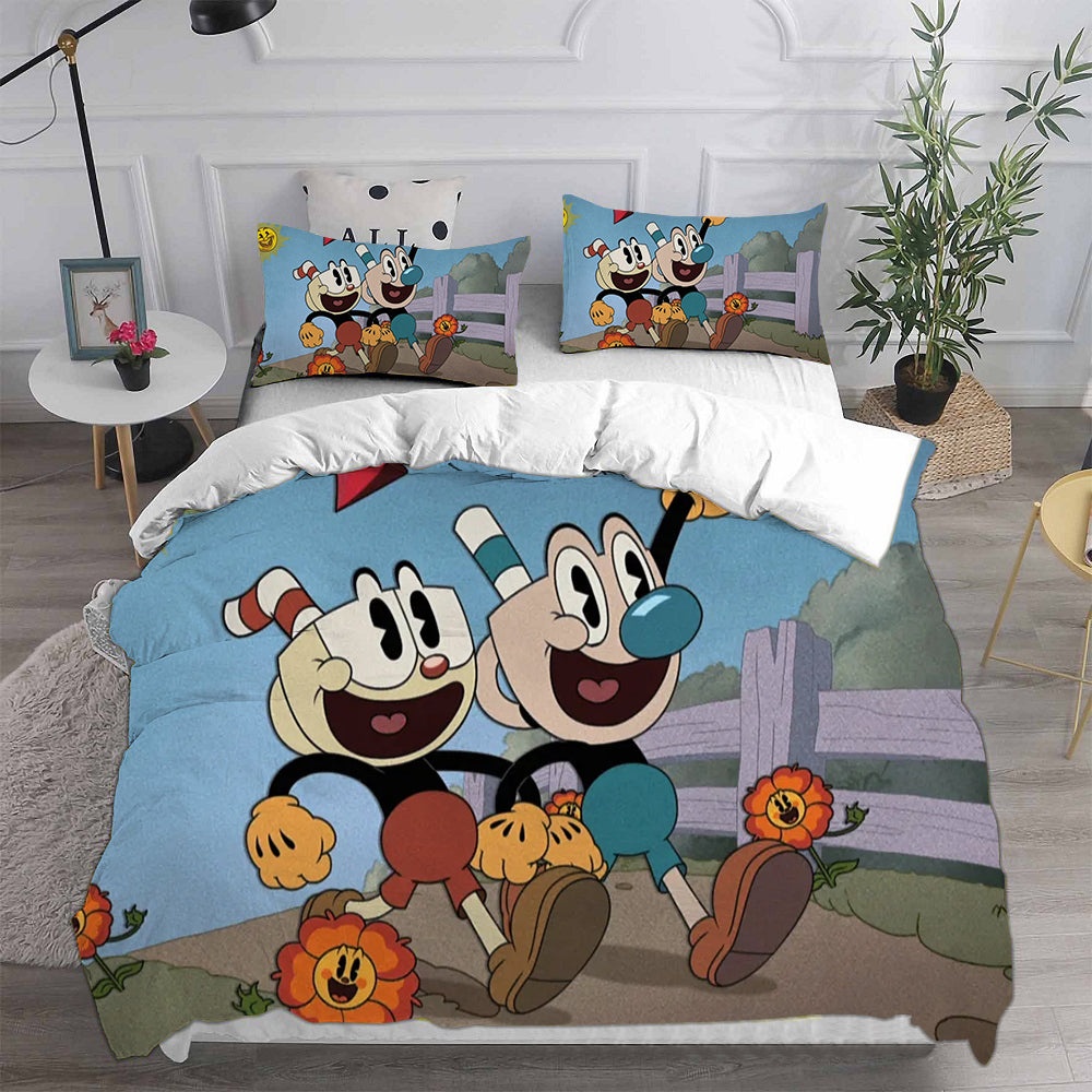 The Cuphead Show Bedding Sets Duvet Cover, Flatsheet, Pillowcases Perfect Gift For Fans