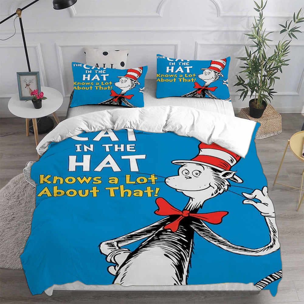The Cat in the Hat Bedding Sets Gift For Birthday, Halloween, Christmas, Thanksgiving