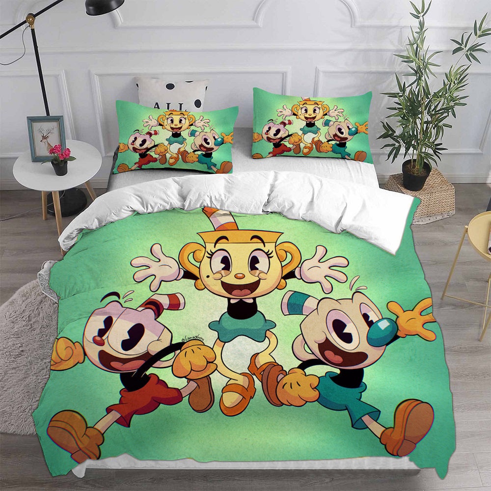 The Cuphead Show Bedding Sets Gift For Halloween, Thanksgiving, Christmas