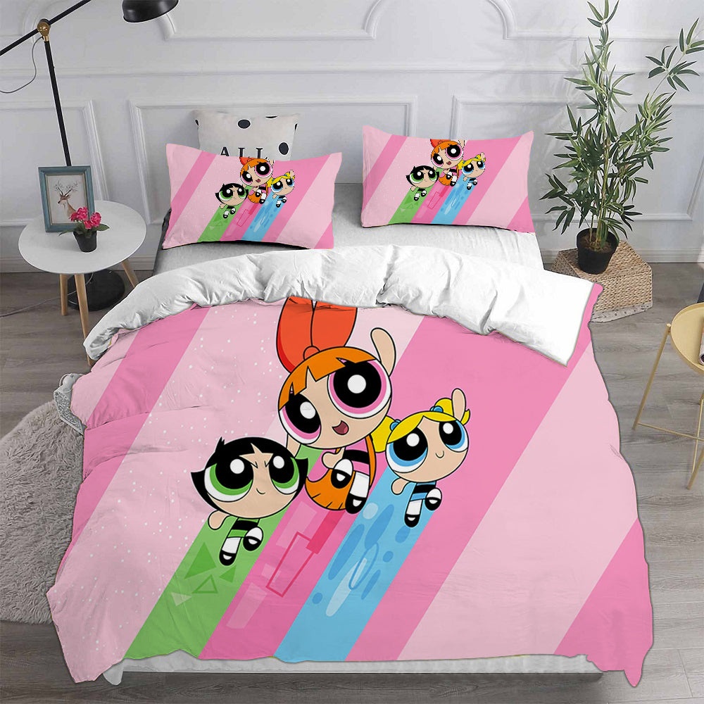 The Powerpuff Girls Bedding Sets Duvet Cover, Flatsheet, Pillowcase For Your Lover