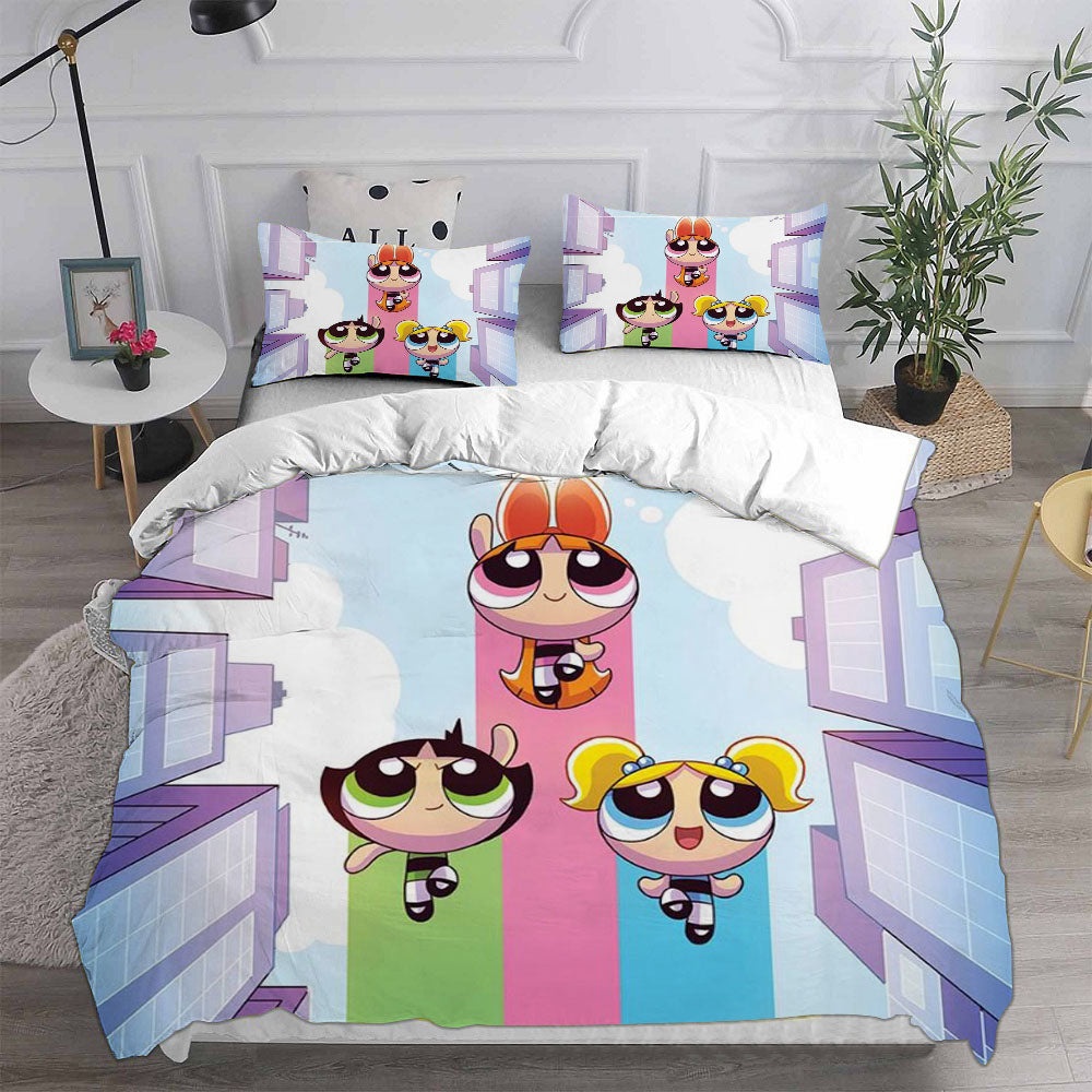 The Powerpuff Girls Bedding Sets Gift For Birthday, Halloween, Christmas, Thanksgiving