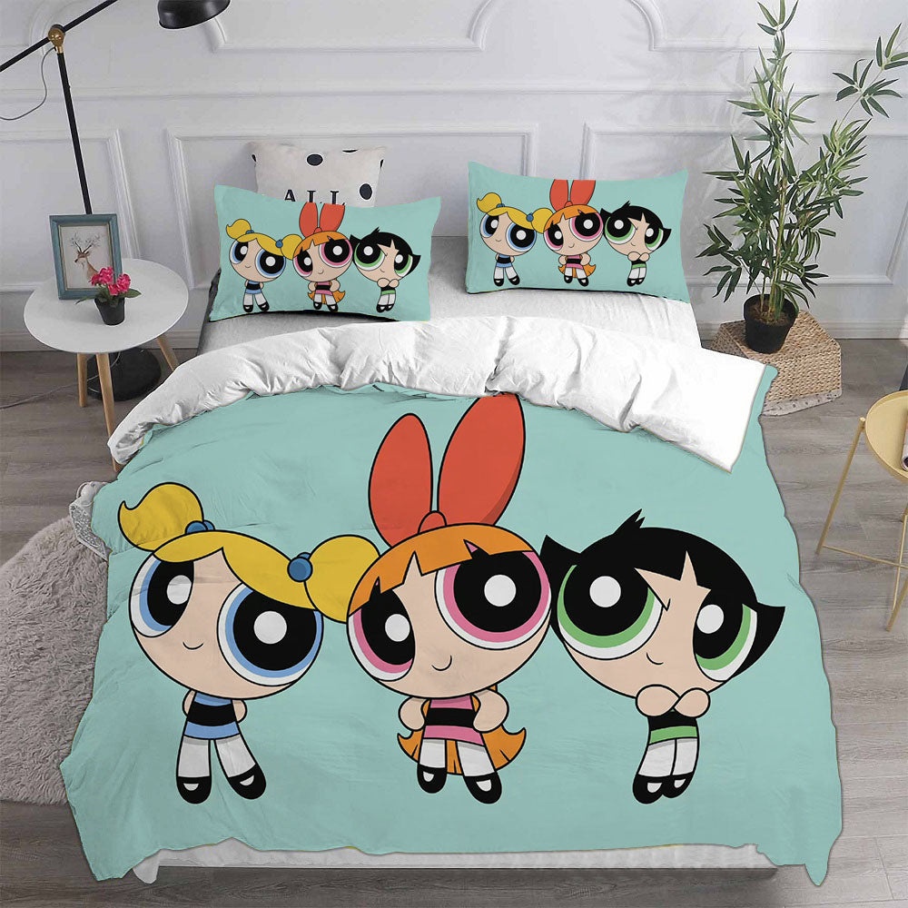 The Powerpuff Girls Bedding Sets Duvet Cover, Flatsheet, Pillowcases Perfect Gift For Fans