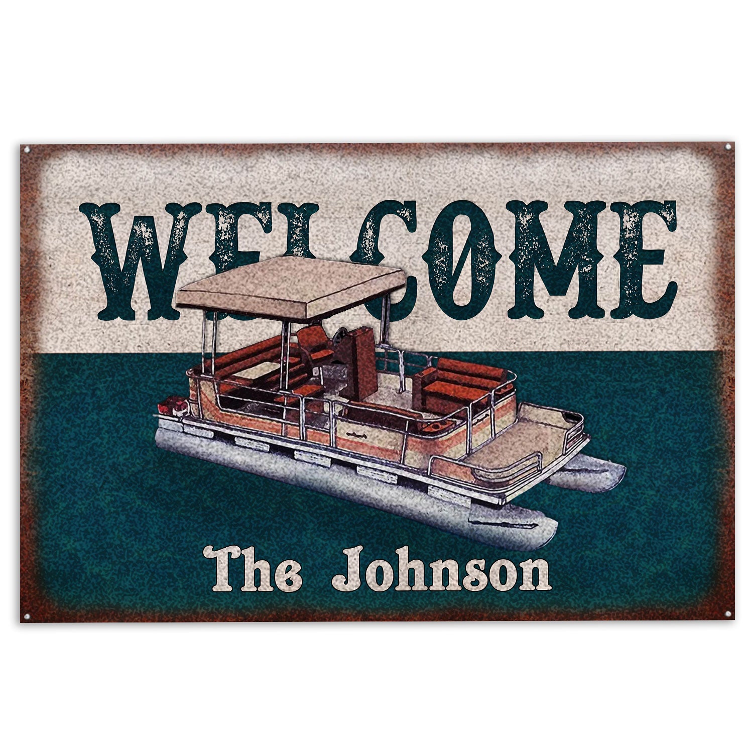 Pontoon Rubber Doormat, Pontoon Boats Pontoons Lake House Boat Welcome Doormat, Custom Name Indoor Outdoor Door Mat, Home Decor