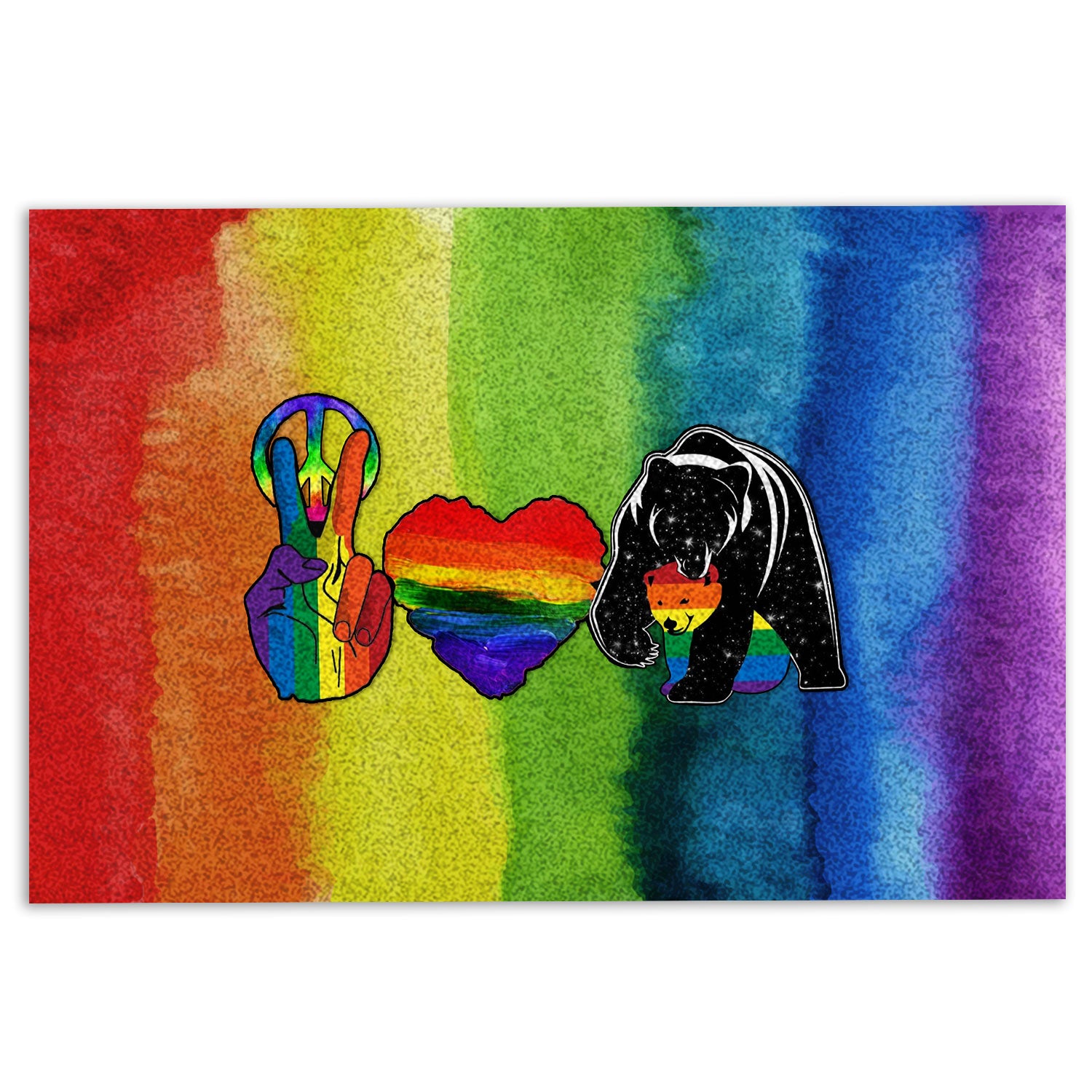 Lgbt Rubber Doormat, Peace Love Free Mom Hugs Lgbt Pride Lgbt Supports Rainbow Color Welcome Doormat, Indoor Outdoor Door Mat, Home Decor
