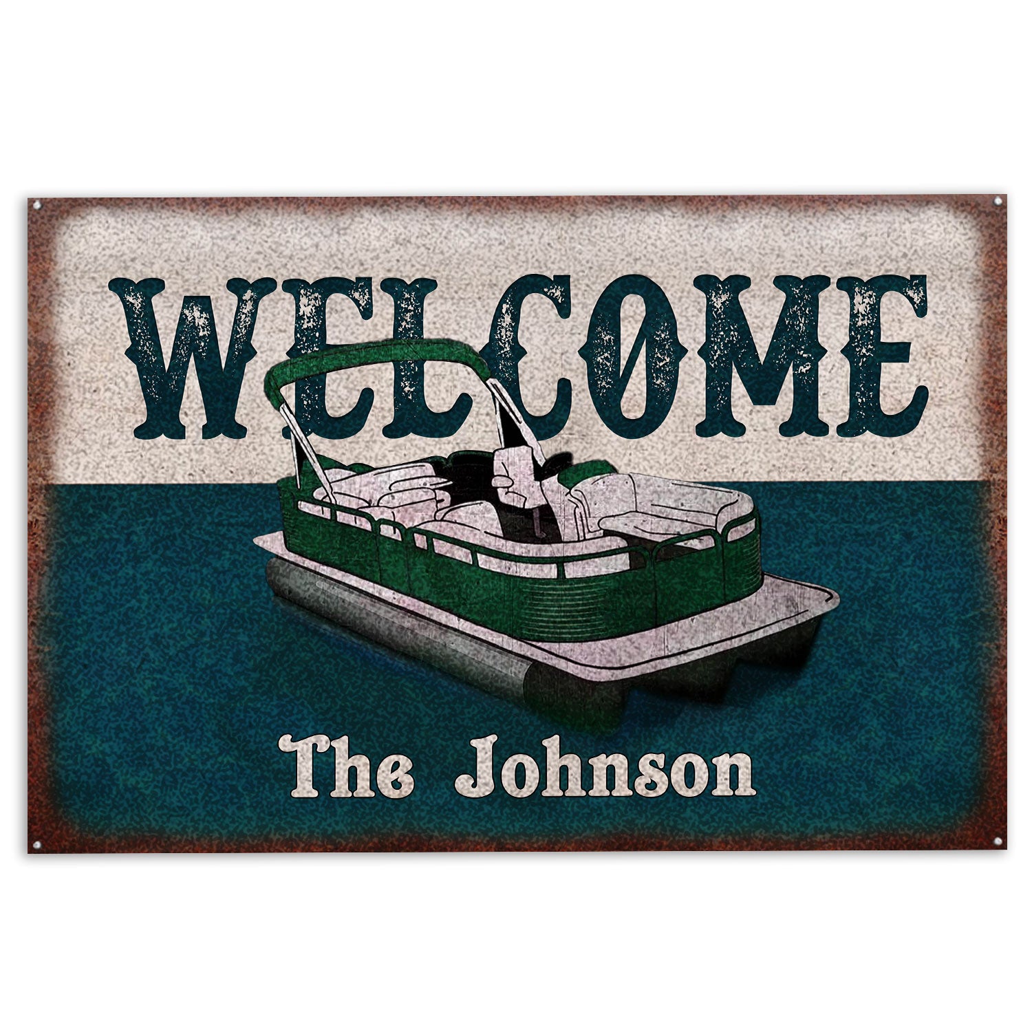 Pontoon Rubber Doormat, Tritoon Boats Pontoons Lake House Welcome Doormat, Custom Name Indoor Outdoor Door Mat, Home Decor