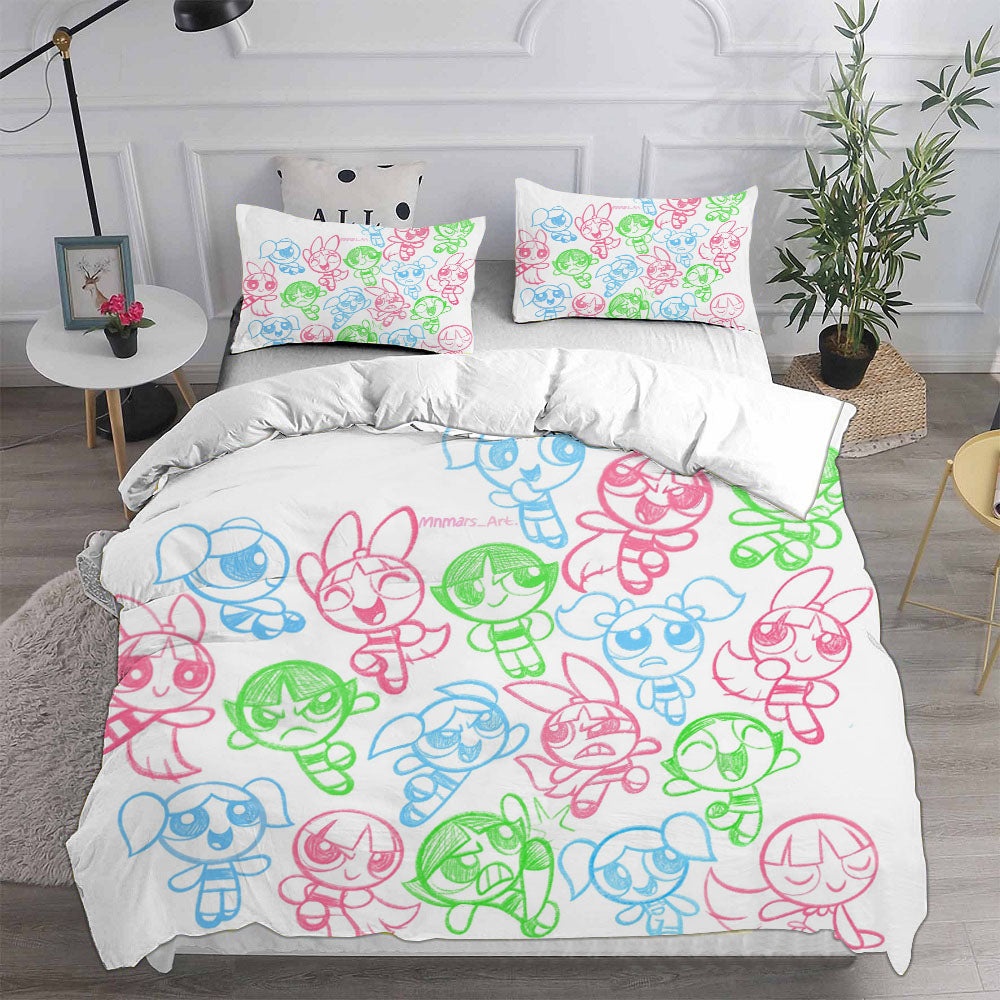 The Powerpuff Girls Bedding Sets Gift For Christmas, Thanksgiving, Halloween