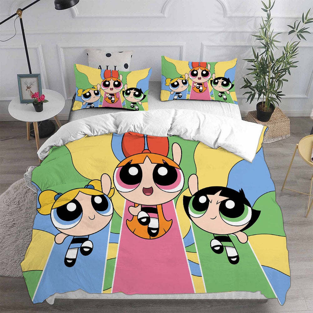 The Powerpuff Girls Bedding Sets Gift For Christmas, Halloween, Black Friday