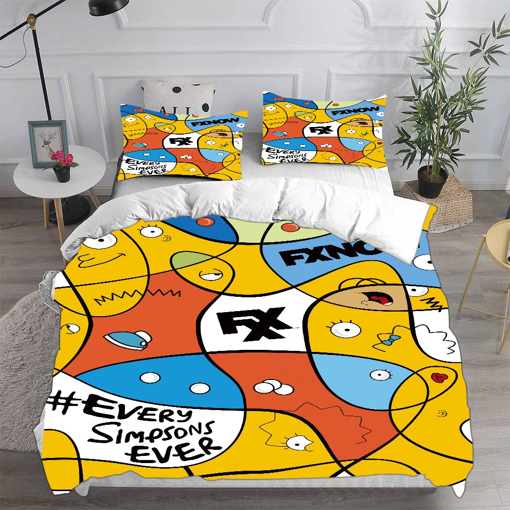 The Simpsons Bedding Sets Duvet Cover, Flatsheet, Pillowcases Perfect Gift For Fans