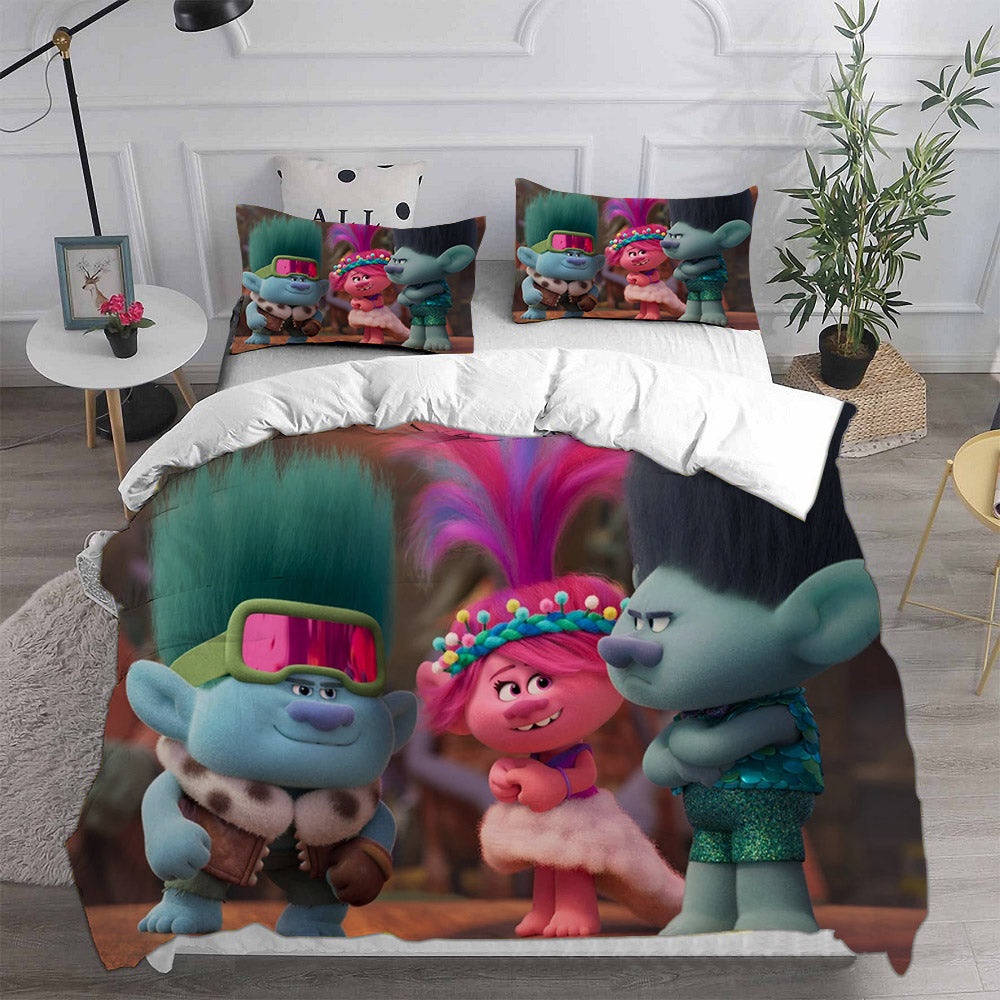 Trolls 3 Bedding Sets Gift For Halloween, Thanksgiving, Christmas