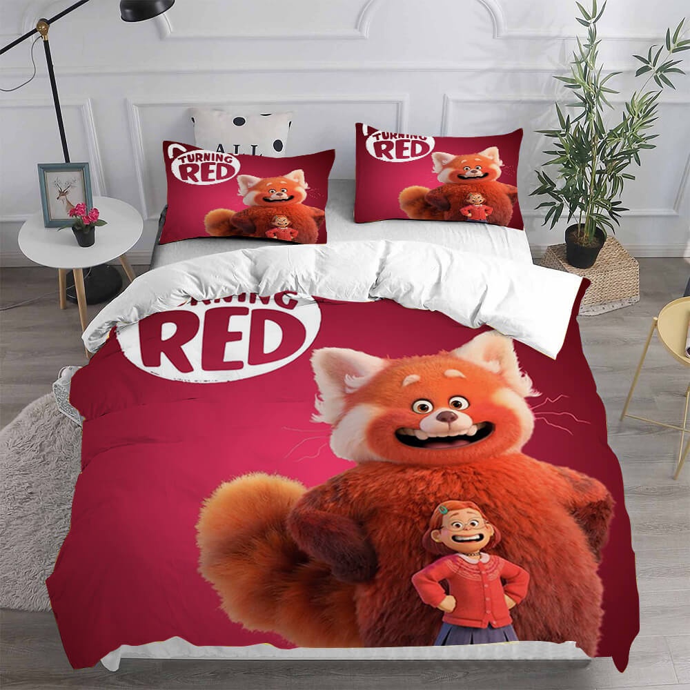 Turning Red Bedding Sets Gift For Halloween, Thanksgiving, Christmas