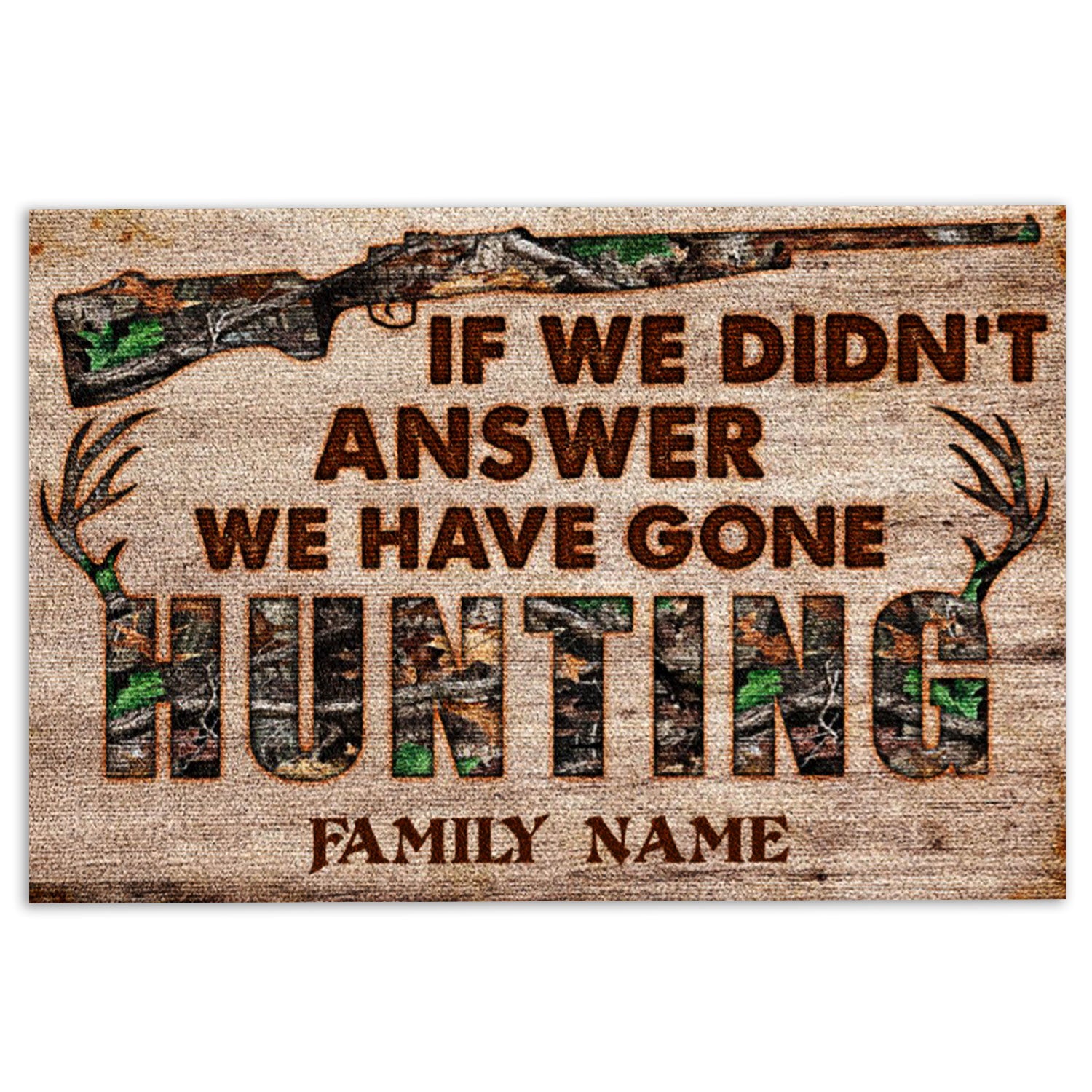 Hunting Rubber Doormat, Hunting If We Didn'T Andswer Hunting Welcome Doormat, Custom Name Indoor Outdoor Door Mat, Home Decor