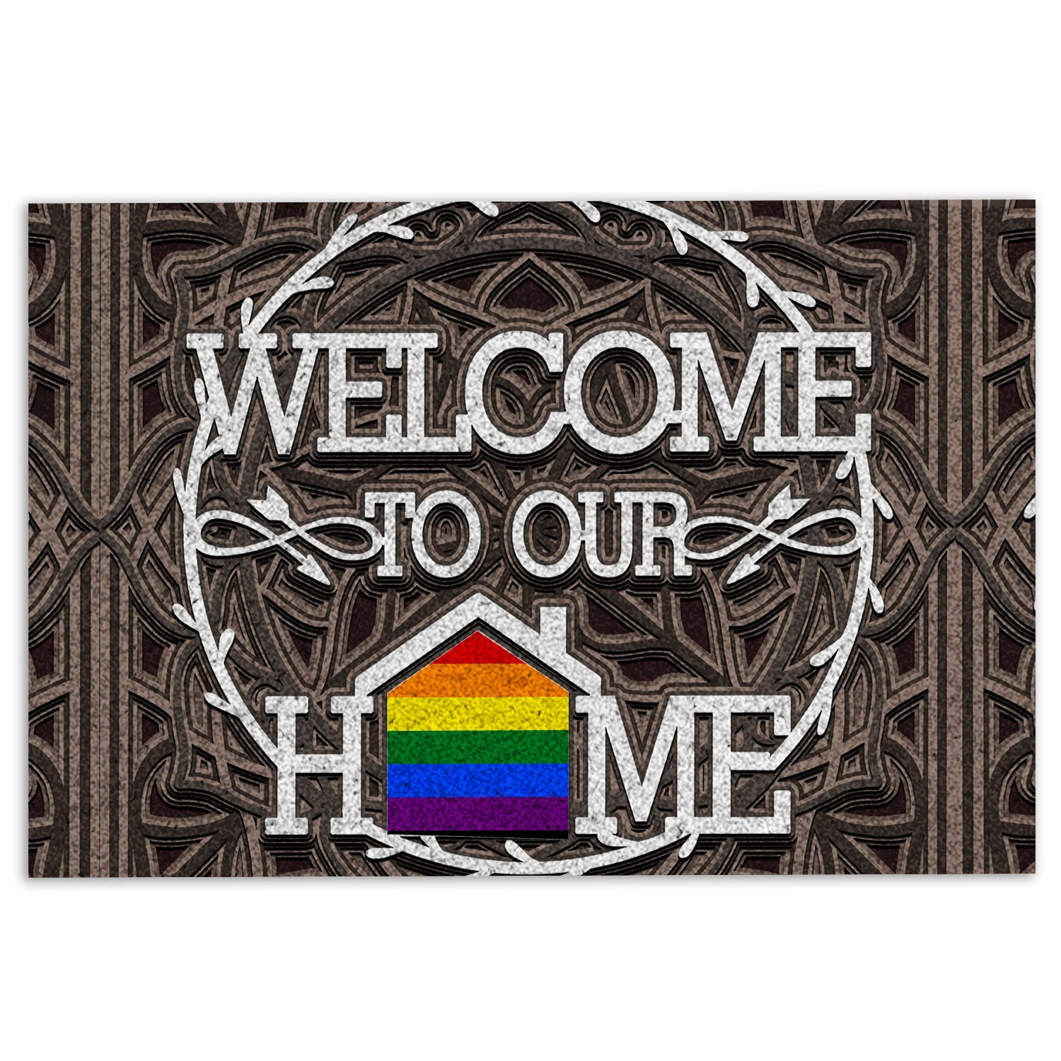Lgbt Rubber Doormat, Lgbt Lgbtq Rainbow Flag Welcome To Our Home Pride Month Welcome Doormat, Indoor Outdoor Door Mat, Home Decor