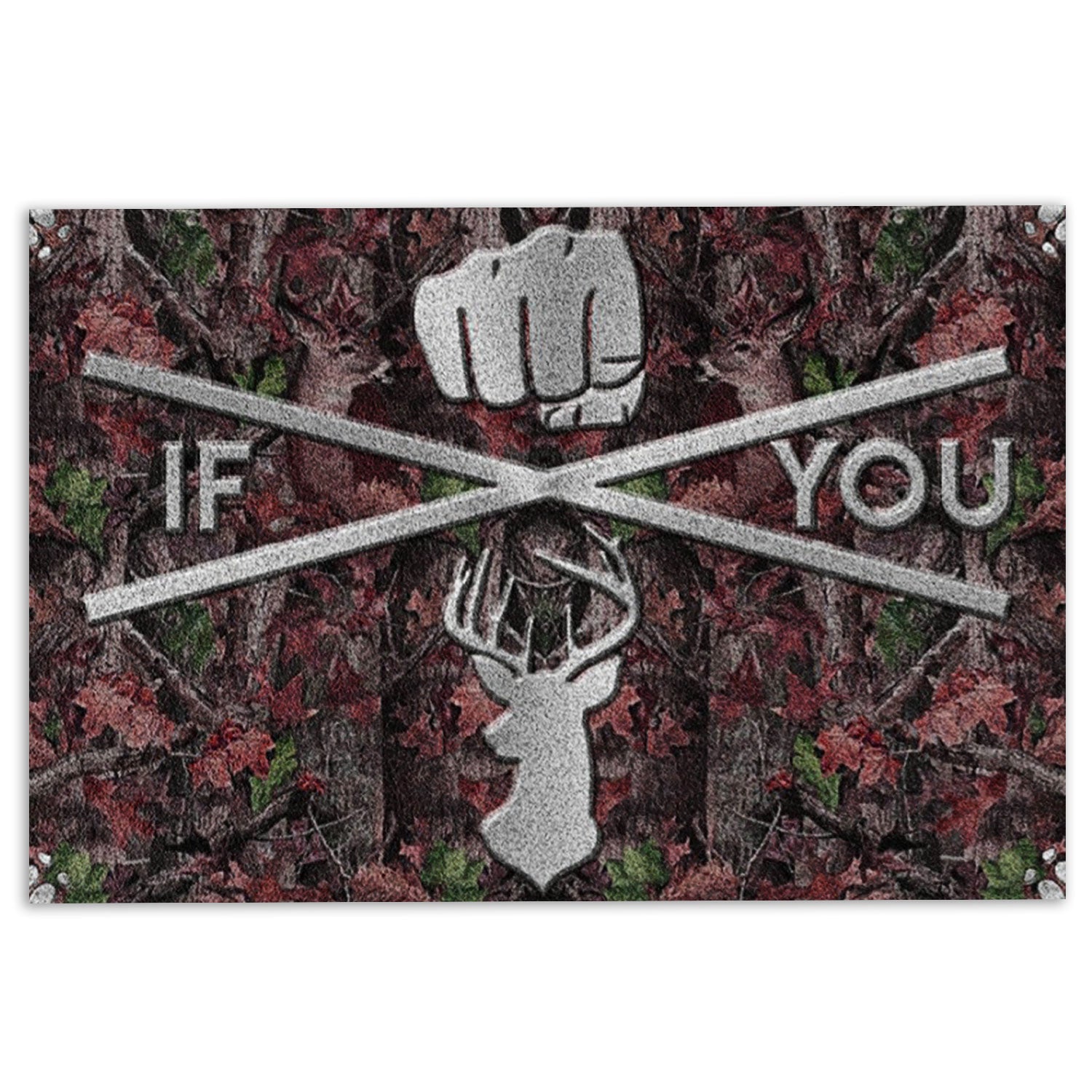 Hunting Rubber Doormat, Hunting If You Hunter Camo Pattern Welcome Doormat, Custom Name Indoor Outdoor Door Mat, Home Decor