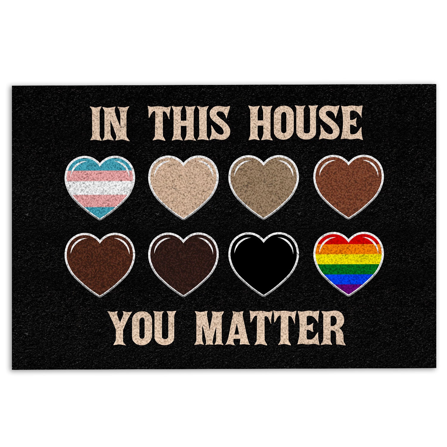 Lgbt Rubber Doormat, Lgbt Lgbtq In This House You Matter Pride Love Is Love Rainbow Welcome Doormat, Indoor Outdoor Door Mat, Home Decor
