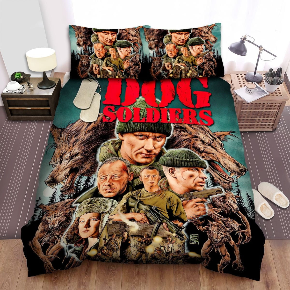 Dog Soldiers Painting Art Bedding Sets Duvet Cover, Flatsheet, Pillowcase For Your Lover