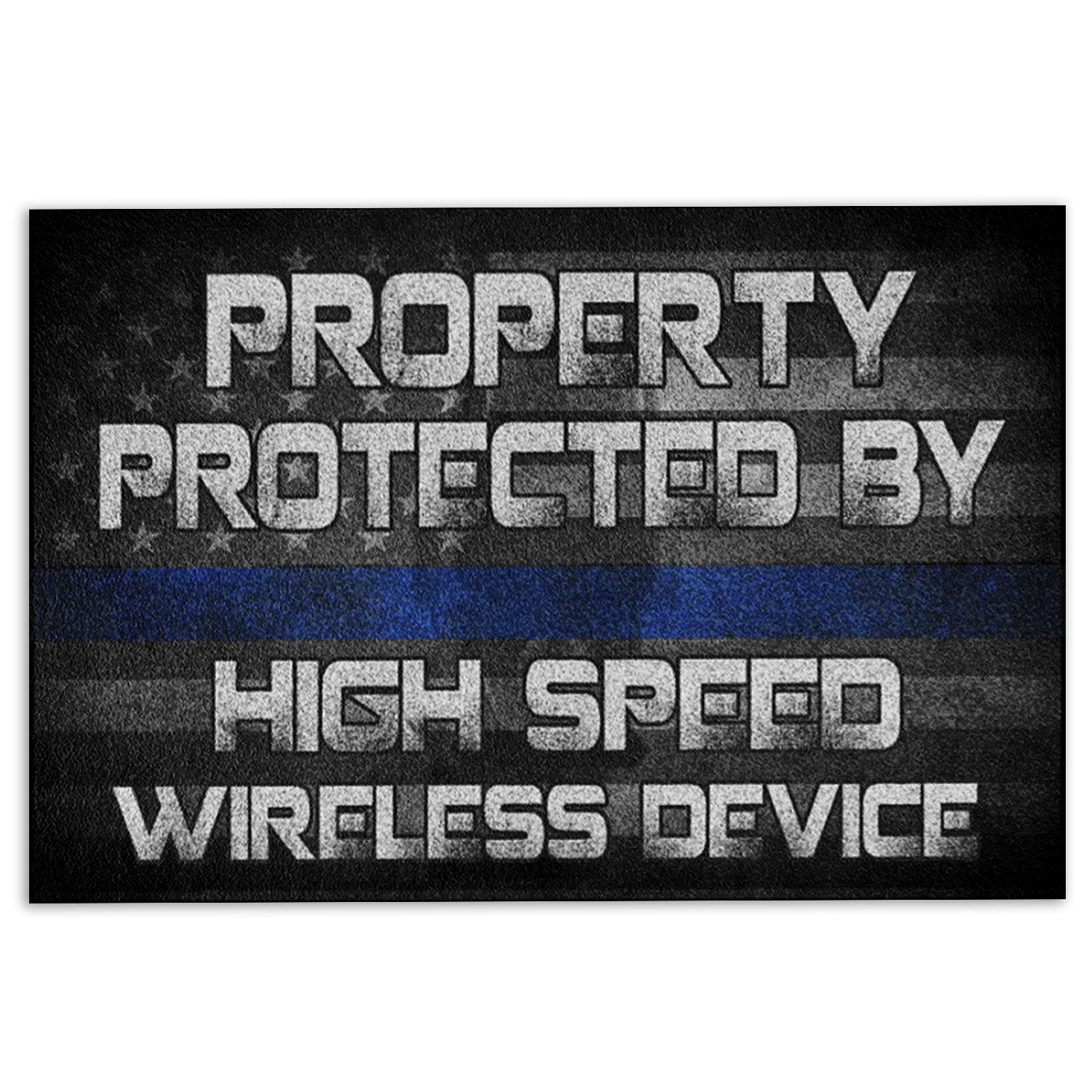 Police Rubber Doormat, Police Property Protected By High Speed Thin Blue Line Welcome Doormat, Indoor Outdoor Door Mat, Home Decor
