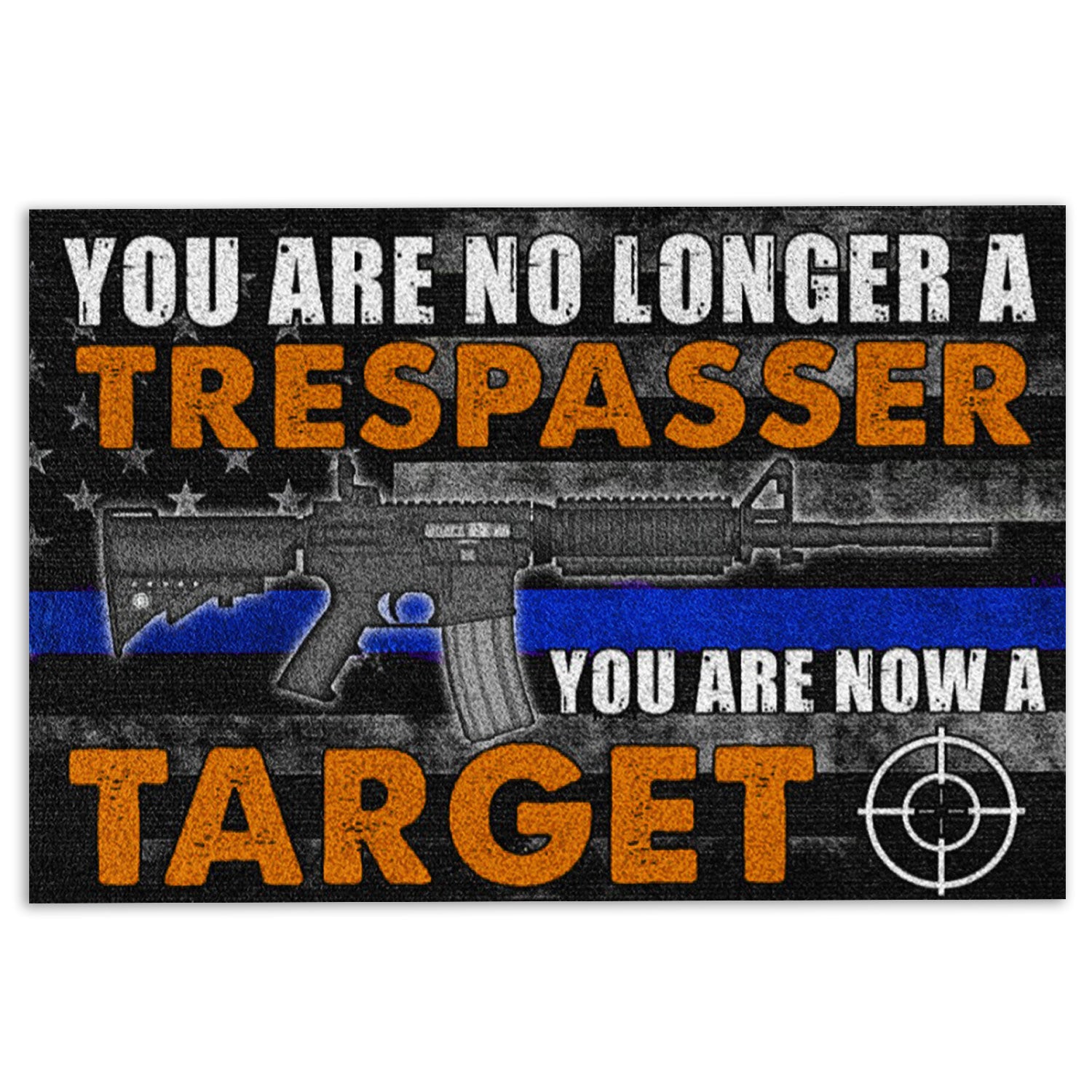 Police Rubber Doormat, Police You Are Now A Target Thin Blue Line Welcome Doormat, Indoor Outdoor Door Mat, Home Decor