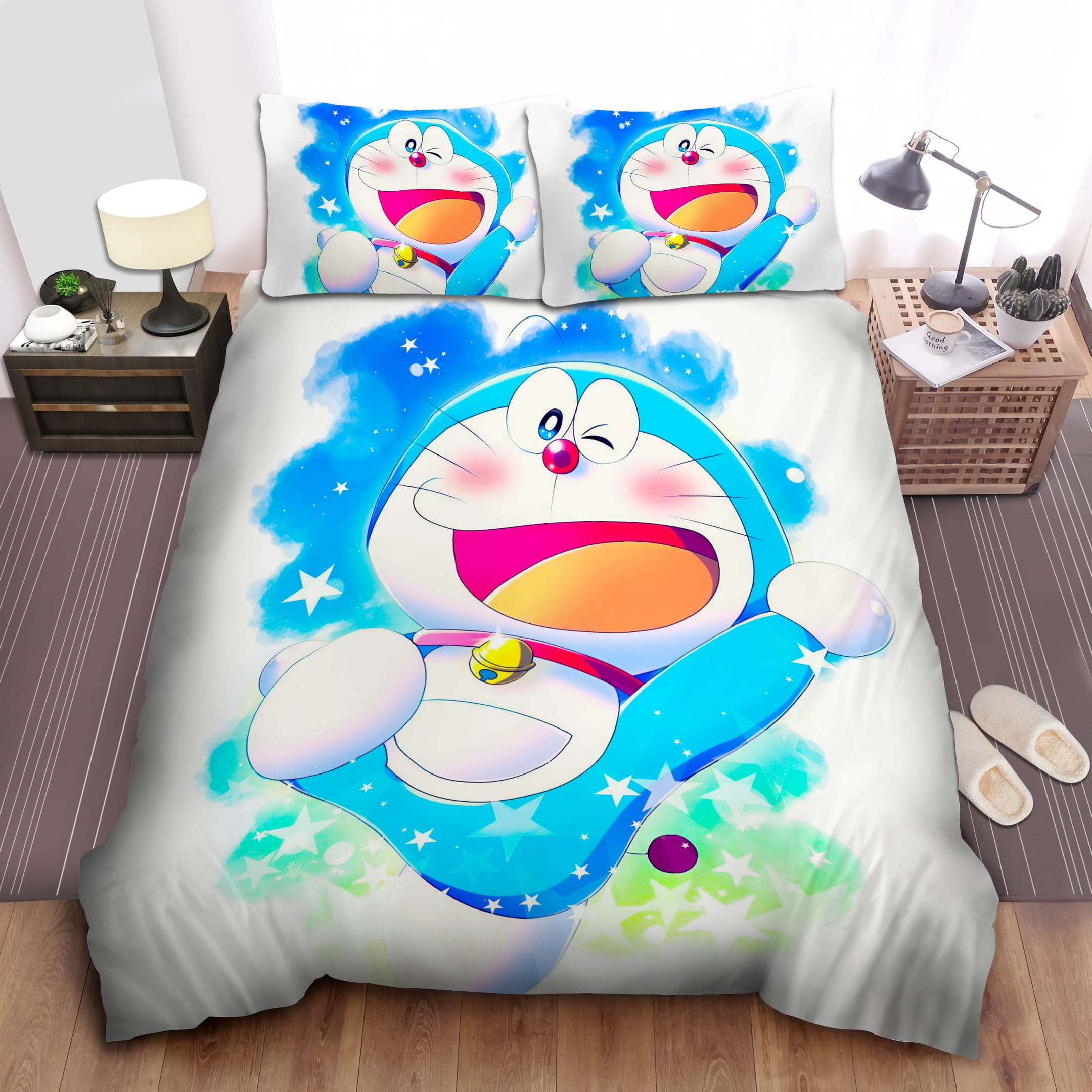 Doraemon Sparkle Cat Robot Bedding Sets Duvet Cover, Flatsheet, Pillowcases For Every Bedroom