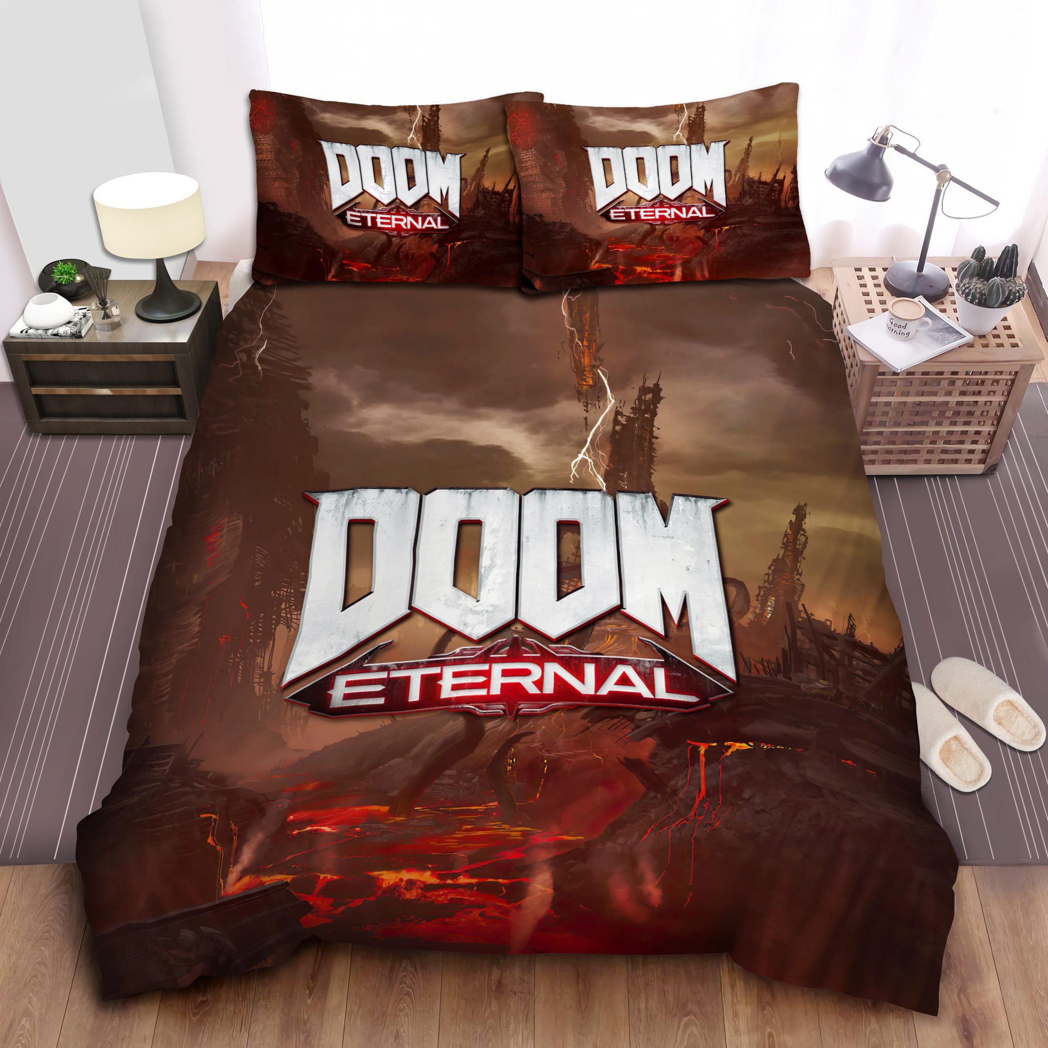 Doom Eternal Poster Bedding Sets, Flatsheet Gift For Christmas, Thanksgiving, Halloween