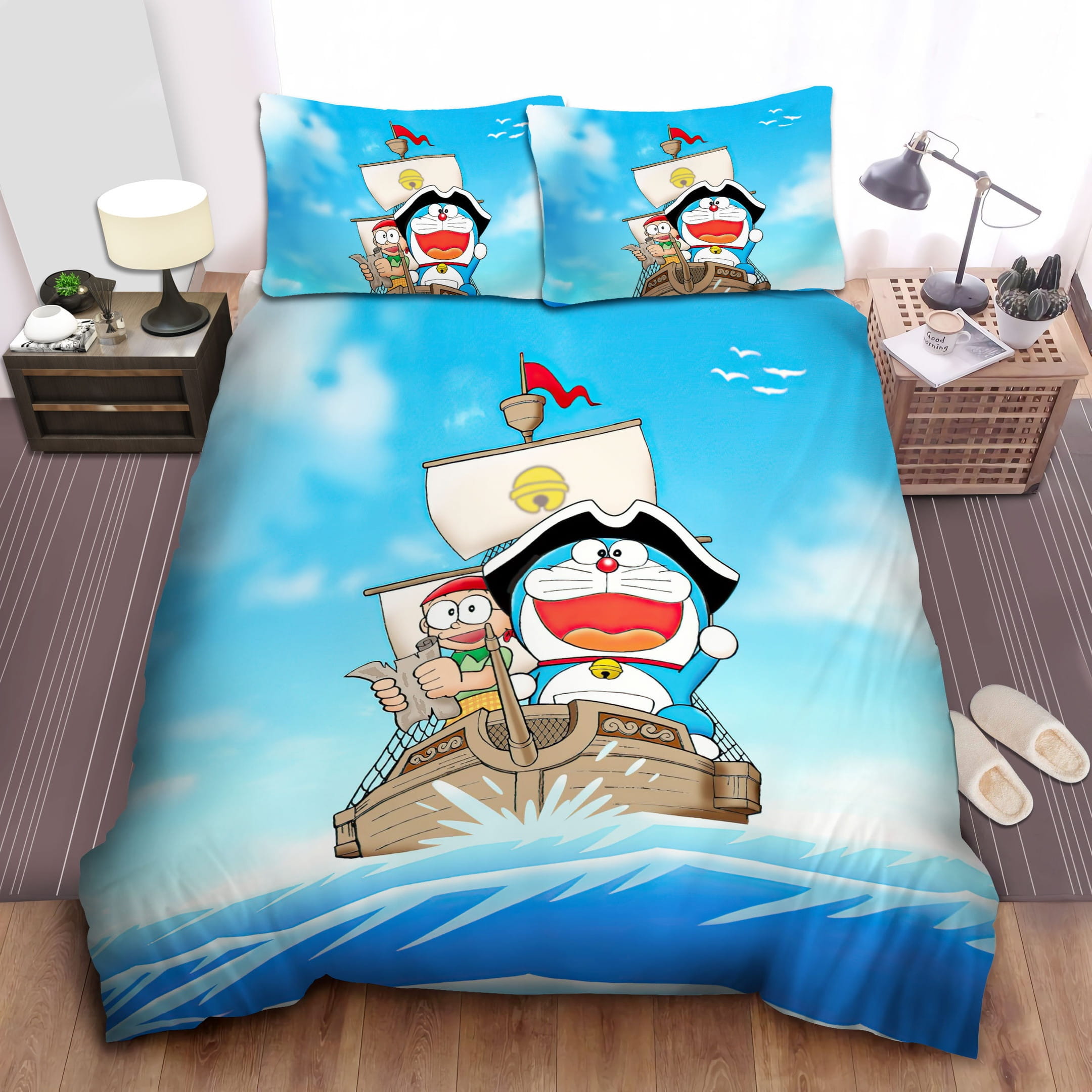 Doraemon Nobita The Pirate Bedding Sets, Flatsheet Gift For Wife, Husband, Besties