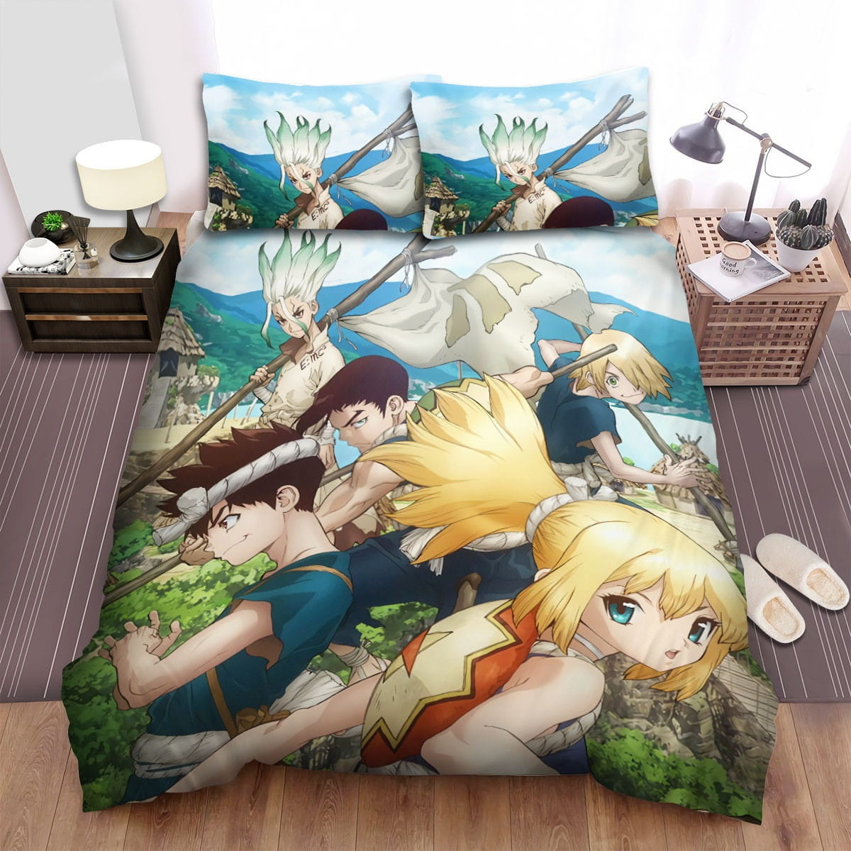 Dr. Stone Anime Characters Bedding Set, Gift For Christmas, Birthday, Thanksgiving