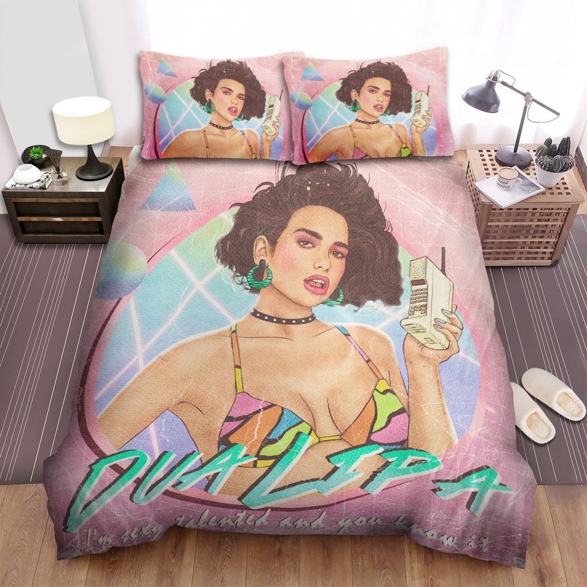 Dua Lipa Funky Makeup Art Bedding Sets Duvet Cover, Flatsheet, Pillowcases Perfect Gift For Fans