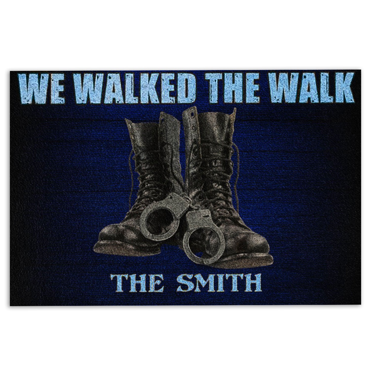Police Rubber Doormat, Police We Walked The Walk Blue Line Welcome Doormat, Custom Name Indoor Outdoor Door Mat, Home Decor