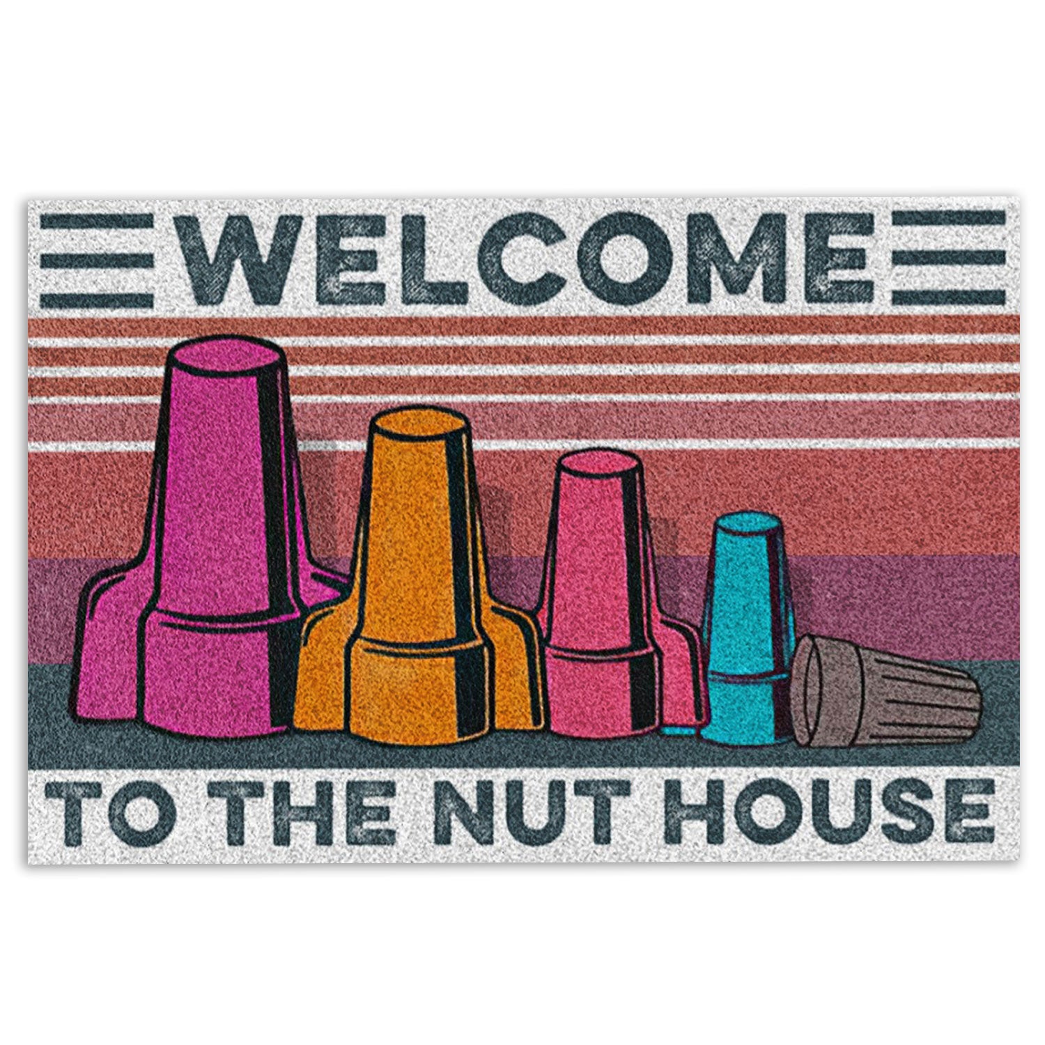 Lineman Rubber Doormat, Lineman Welcome To The Nut House Electrician Lineman Welcome Doormat, Indoor Outdoor Door Mat, Home Decor