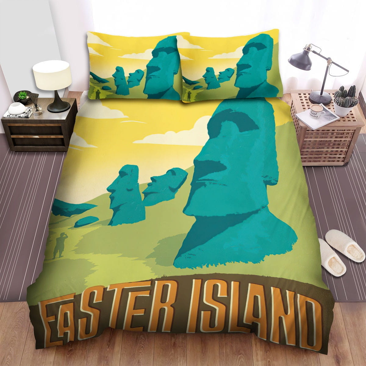 Easter Island Chile Travel Decorative Bedding Sets with Duvet Cover, Flatsheet, Pillowcases