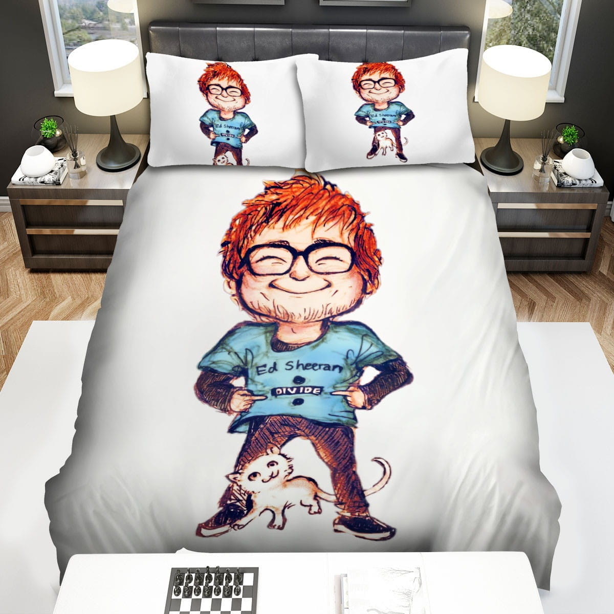 Ed Sheeran Cat Bedding Set, Gift For Christmas, Birthday, Thanksgiving