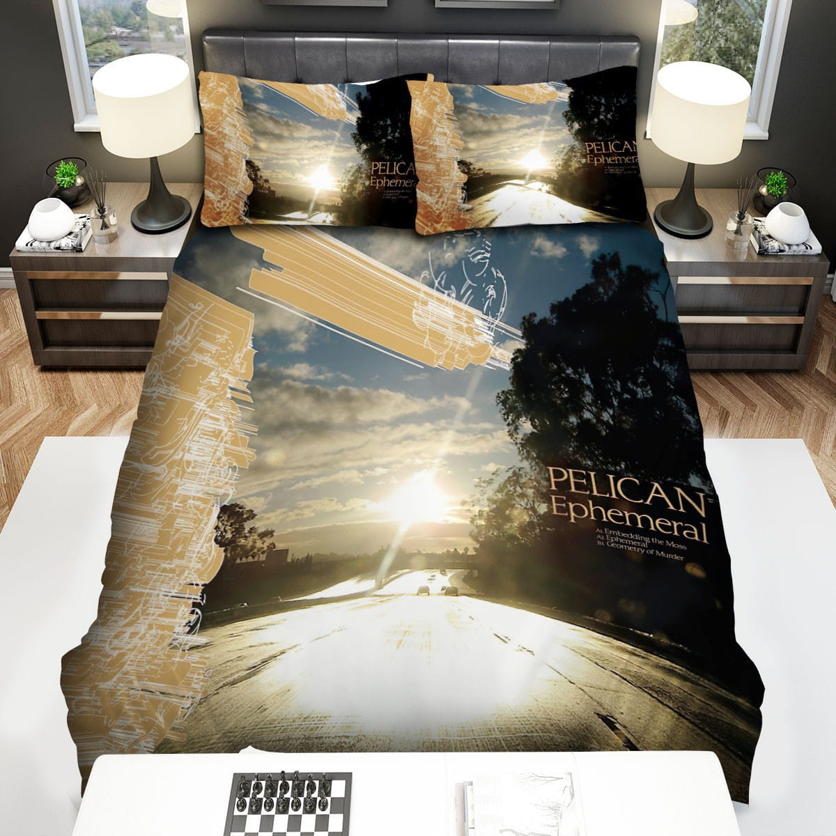 Ephemeral Pelican Decorative Bedding Sets with Duvet Cover, Flatsheet, Pillowcases