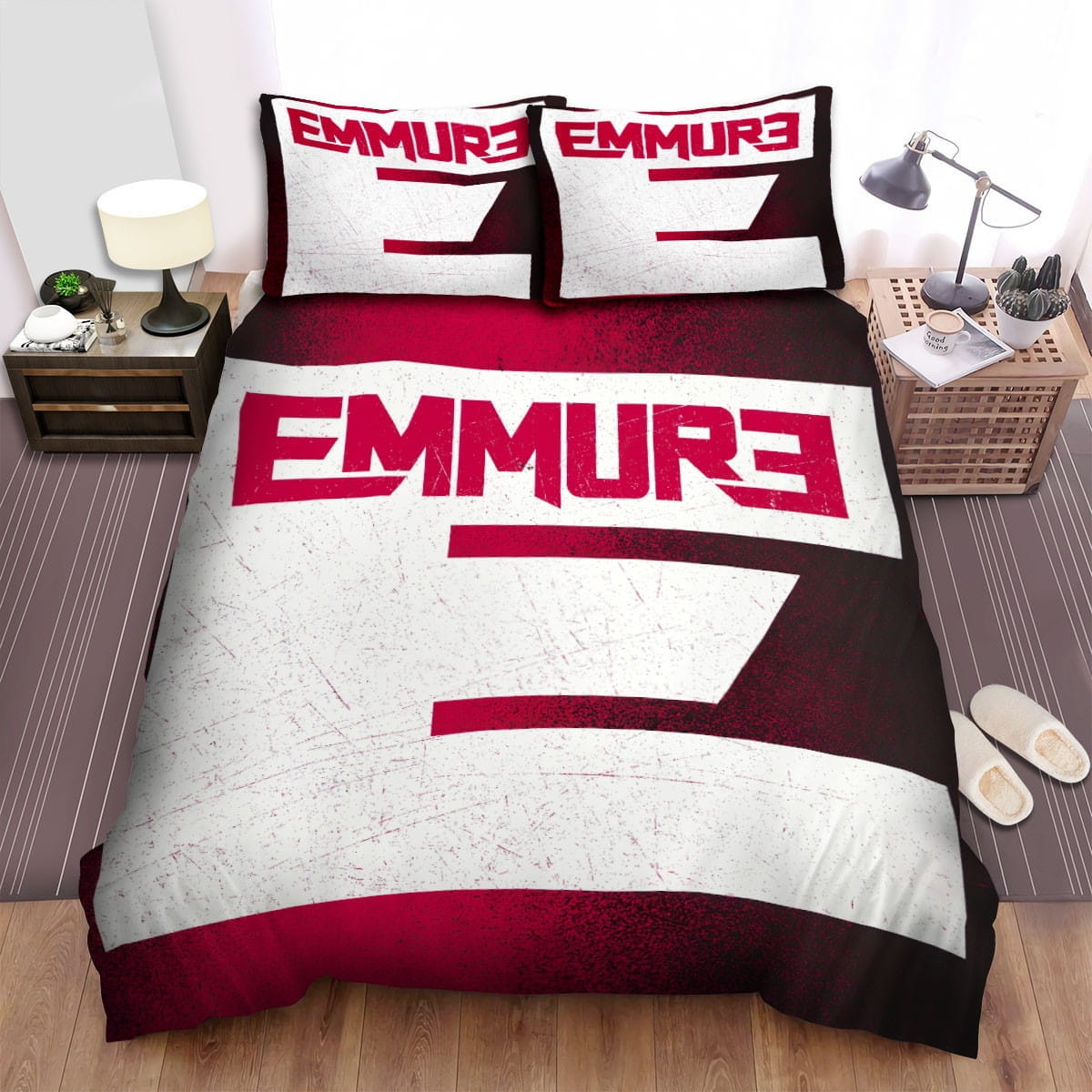 Emmure Red Album Decorative Bedding Sets with Duvet Cover, Flatsheet, Pillowcases